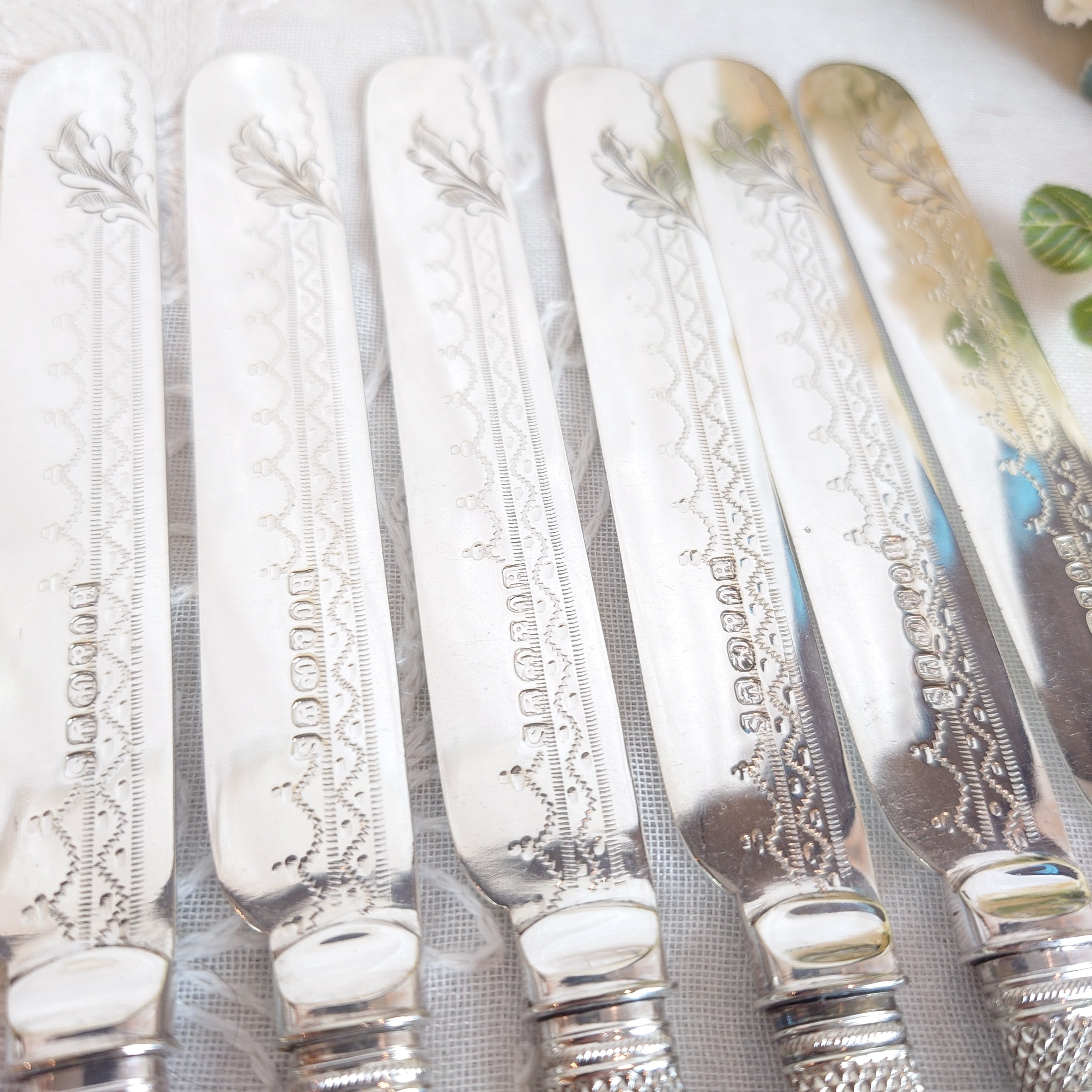 イギリス デザートカトラリーセット 白蝶貝 マザーオブパール 12本組