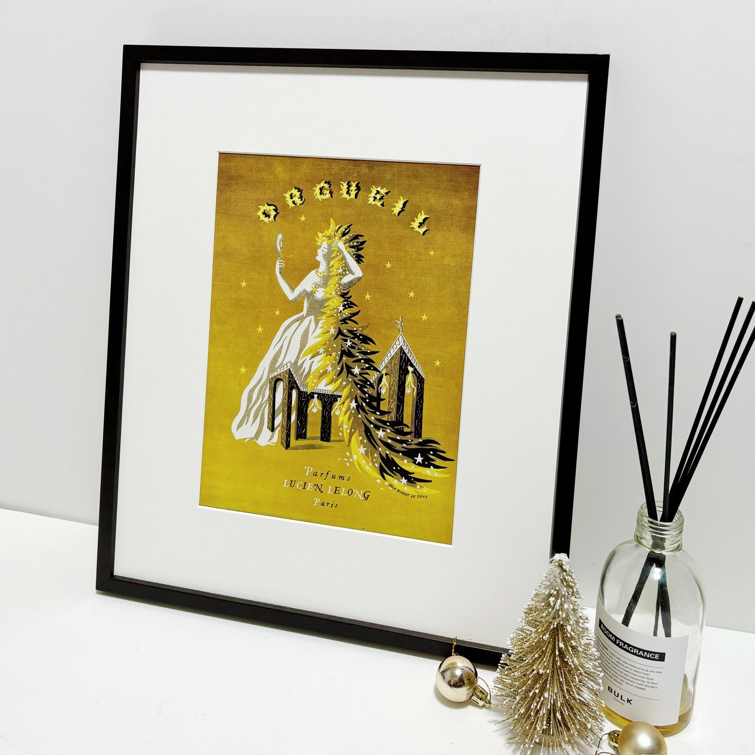 1946 広告＞Lucien Lelong クリスマス ポスター ヴィンテージ アート