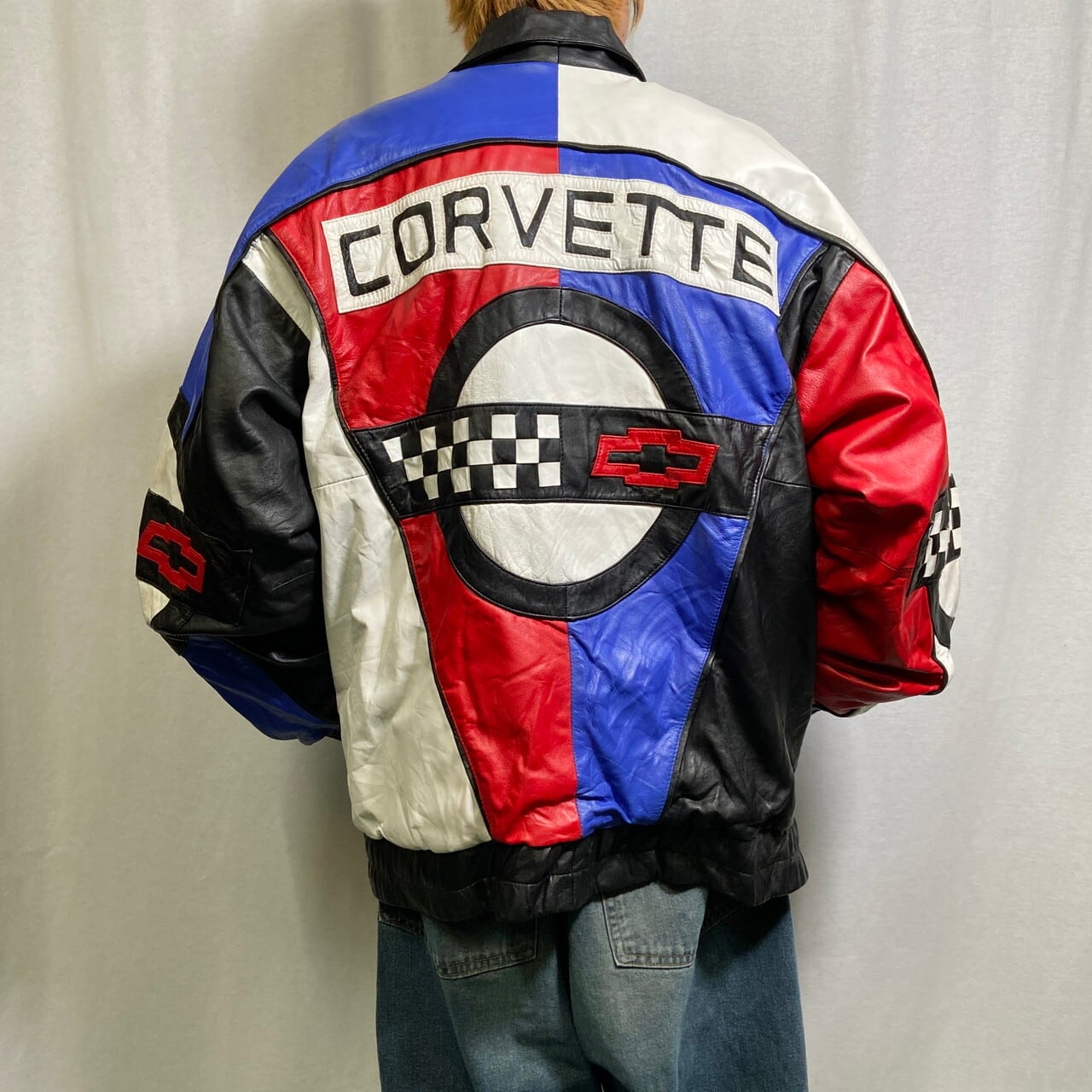 90年代 CORVETTE コルベット レザージャケット クレイジーパターン