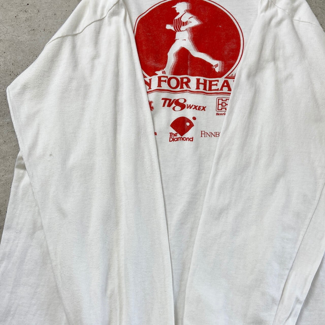 80年代 USA製 RUN FOR HEART プリント ロングTシャツ メンズM相当 古着