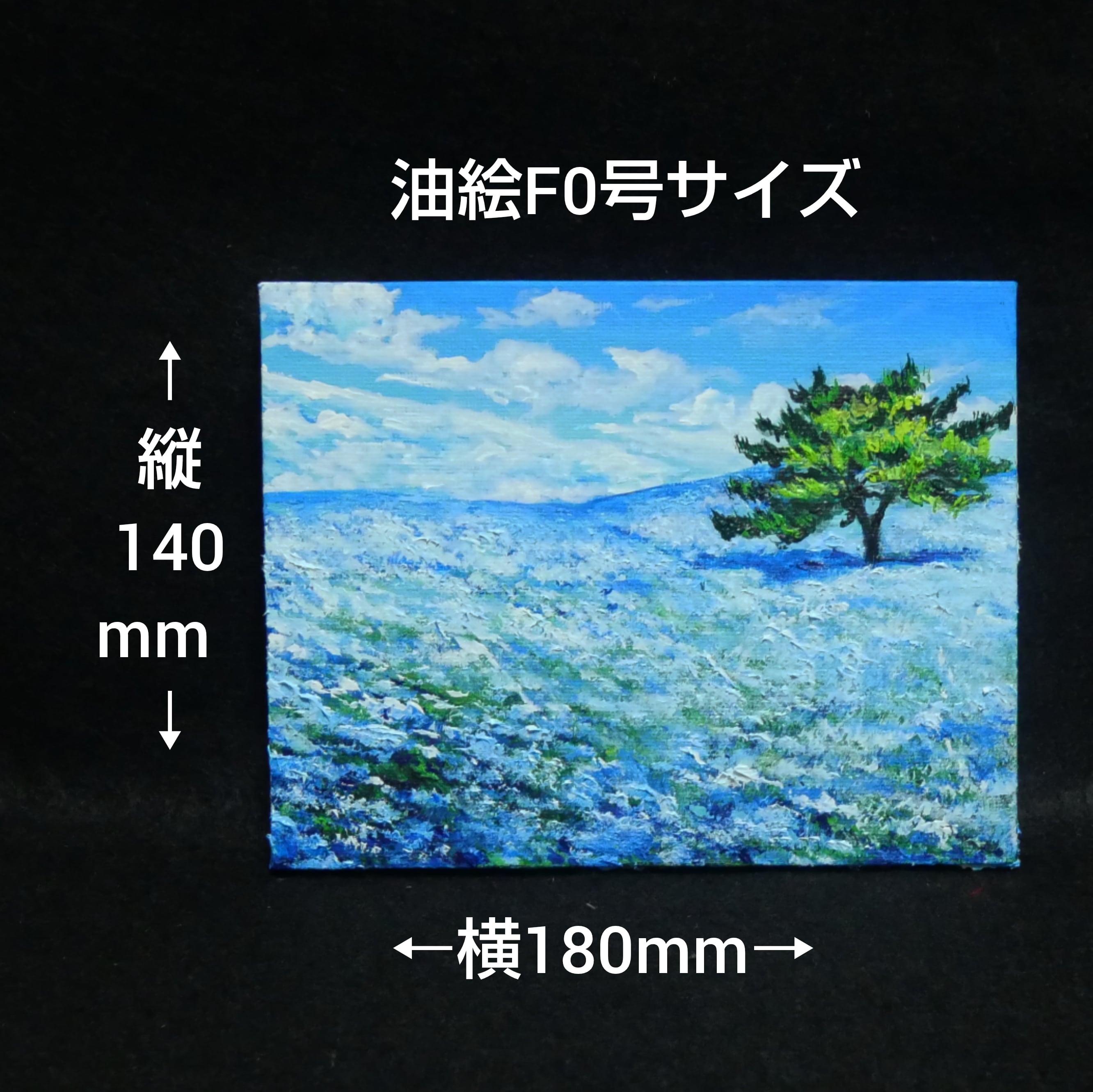 油絵 油彩 油彩画 絵 絵画 F0号【ネモフィラの丘】 | HIROSHI1990