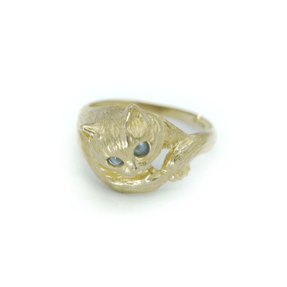 K18 キャッツアイ 猫 デザインリング 18金 指輪 13号 Y03885 | 大和屋