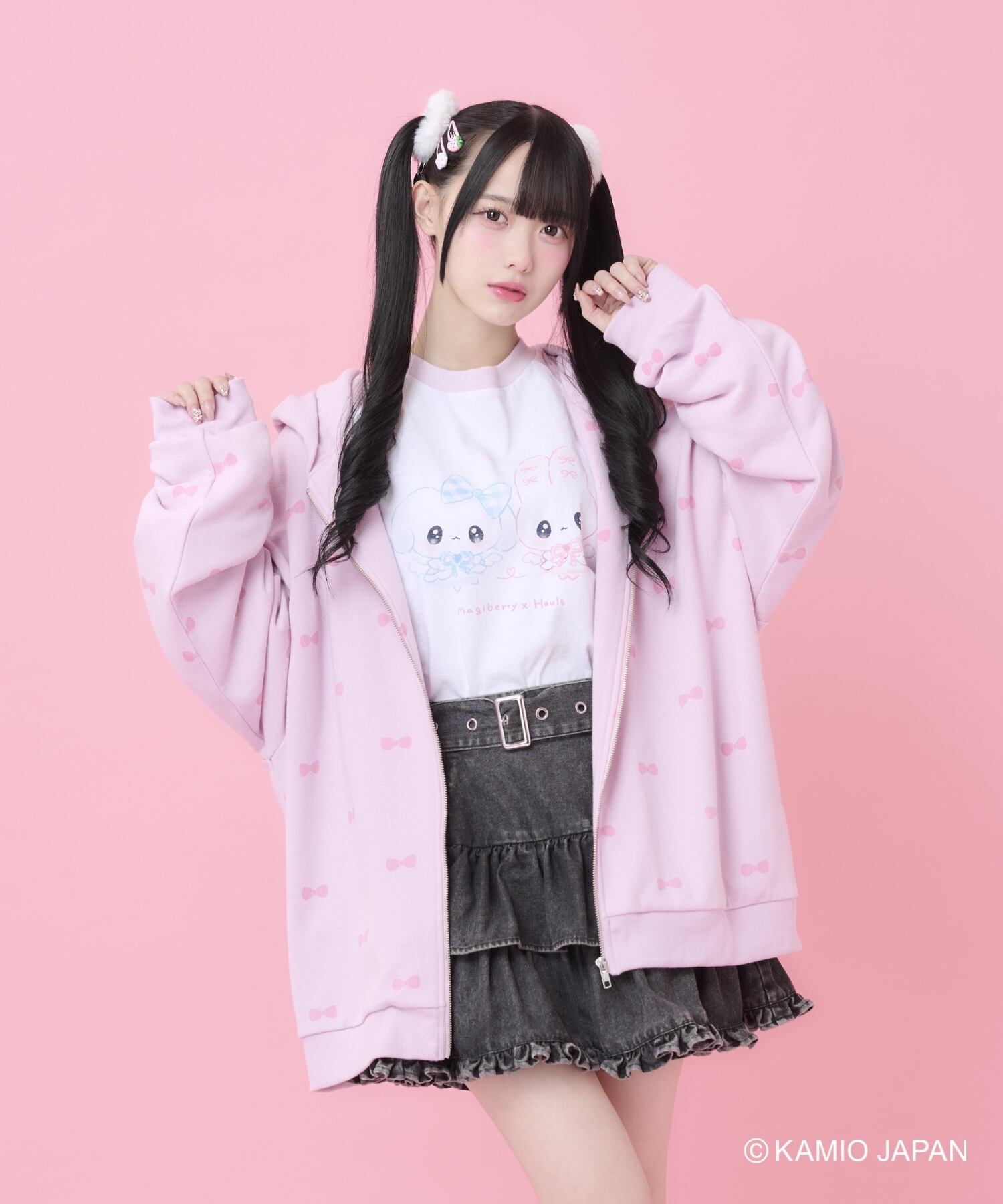 リボンまみれ☆まじベリコラボZIPパーカー(サックス) | Hauls