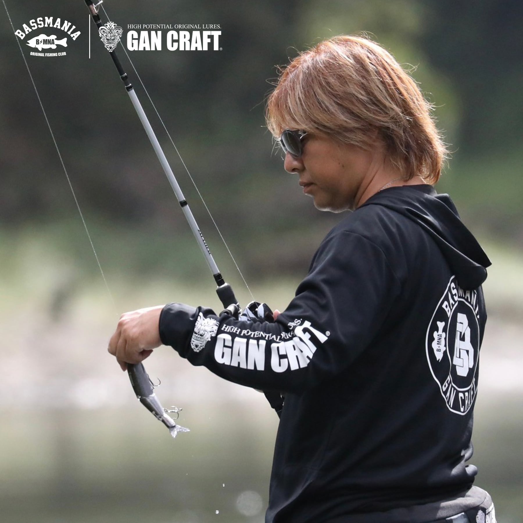 GANCRAFT×BASSMANIA】GANMANIAドライメッシュZIPパーカー ［BLK