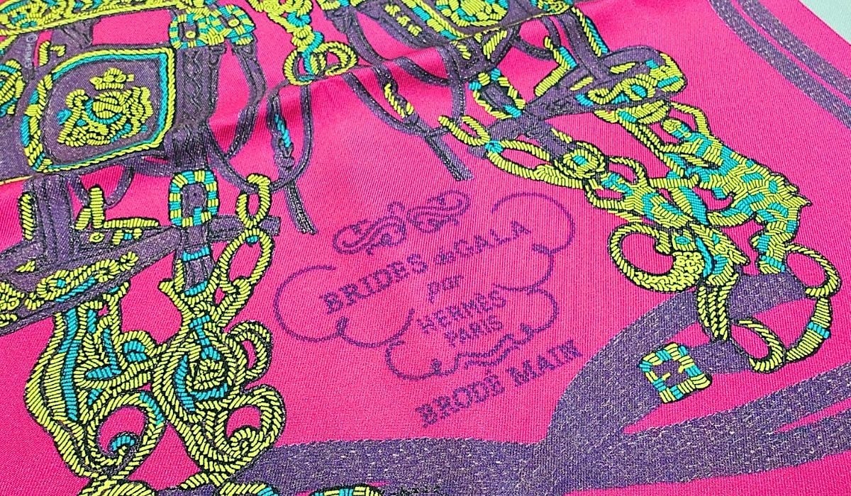 HERMES エルメス シルク スカーフ カレ45 BRIDES DE GALA グレー