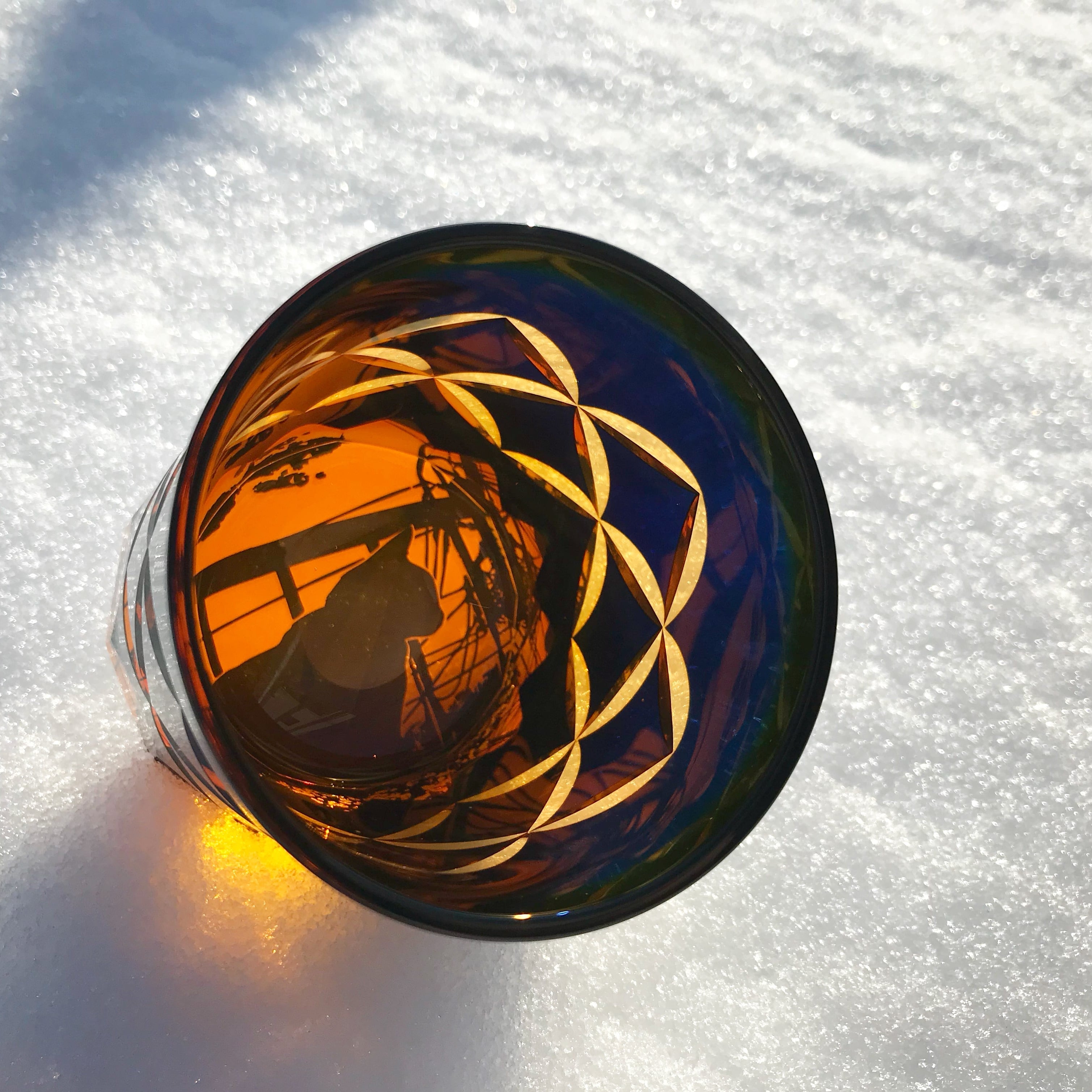 夕焼け猫+七宝紋/切子【完売】 | 可夜硝子