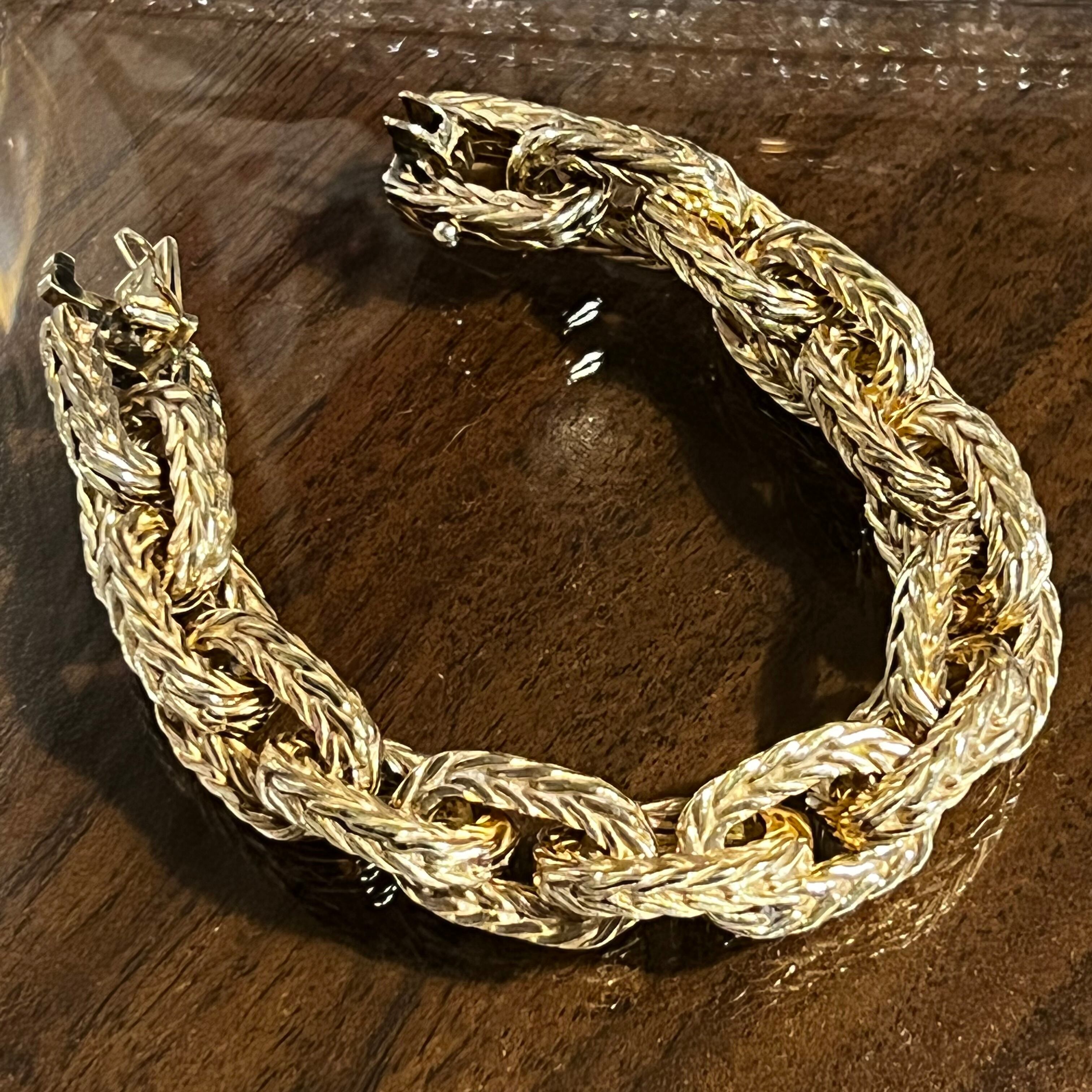 VINTAGE HERMES Vendome Bracelet Silver 800 & Gold Vermeil