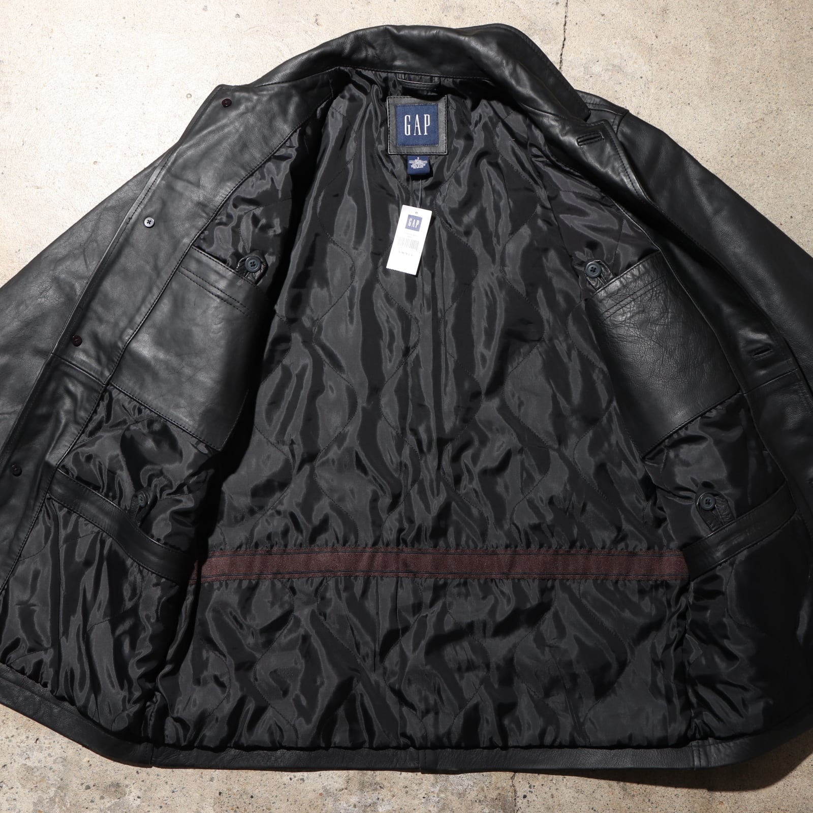 Deadstock S OLD GAP 90s レザー カーコート オールドギャップ 黒