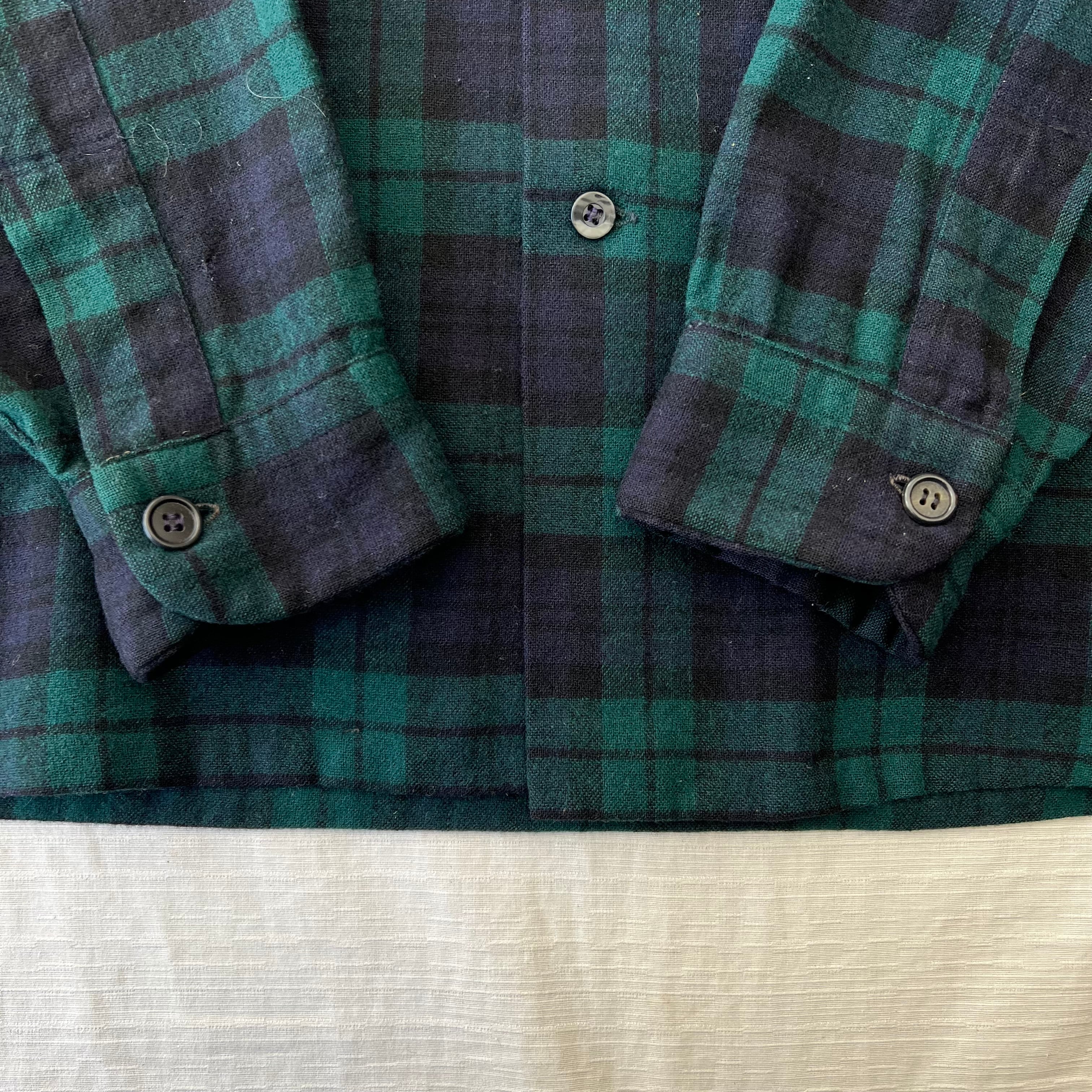 60's USA製 Pendleton ウールボードシャツ メンズL グリーン系