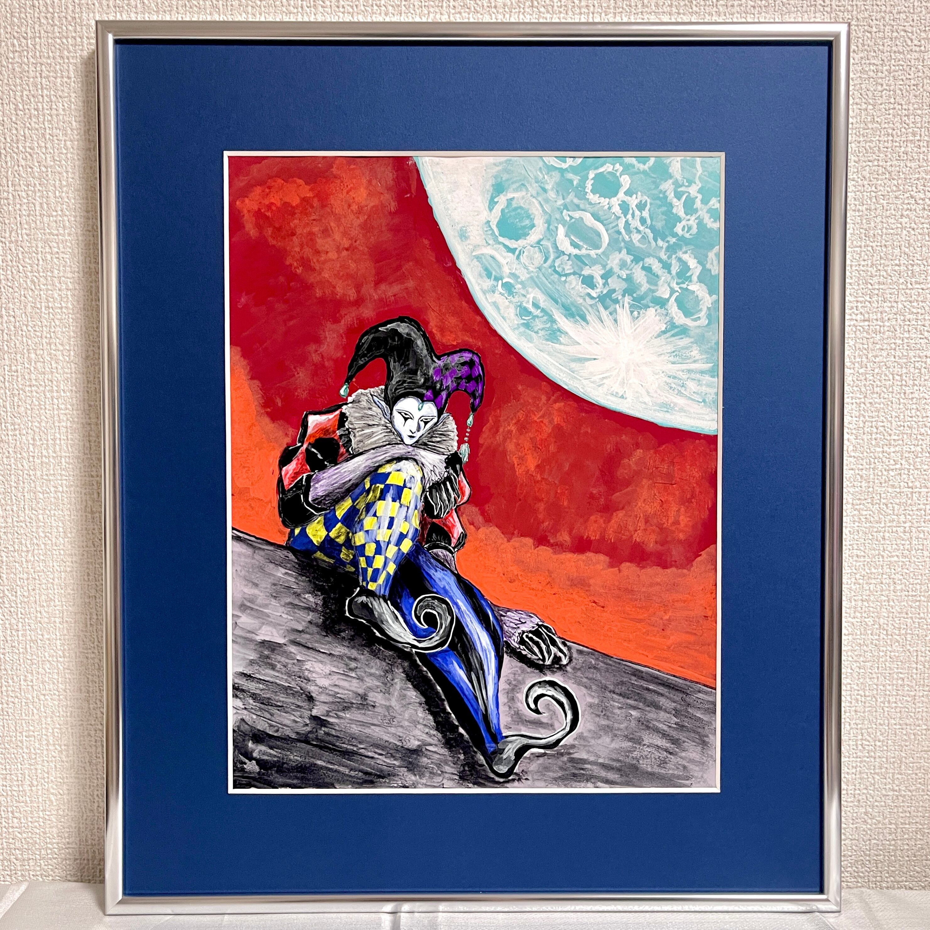 HaRuKi絵「月夜」原画（額縁・マット付き） | HaRuKi組