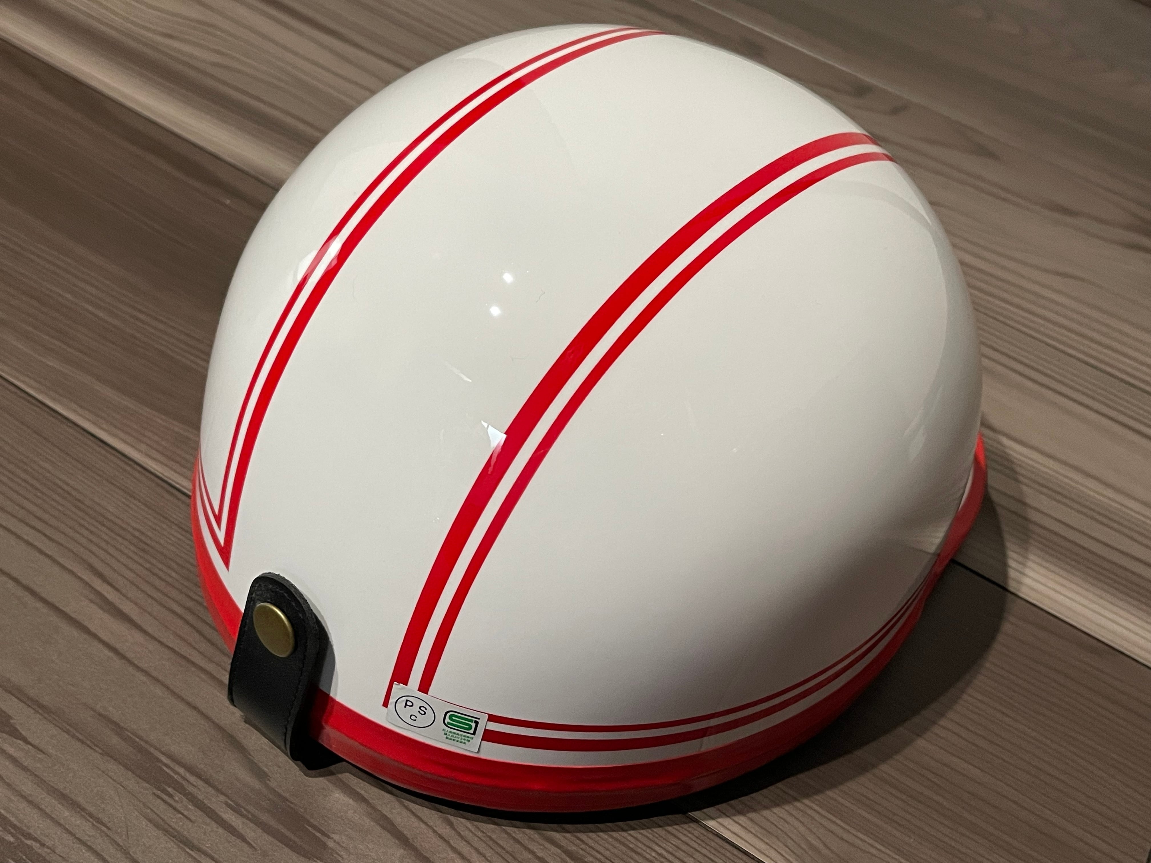 赤白 ライン コルク半 ヘルメット 桜吹雪 | clover98