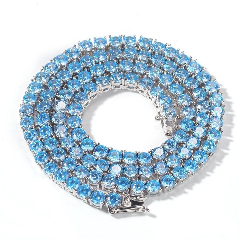 Luxury Tennis Necklace 【4mm / BLUE】 | Glitter
