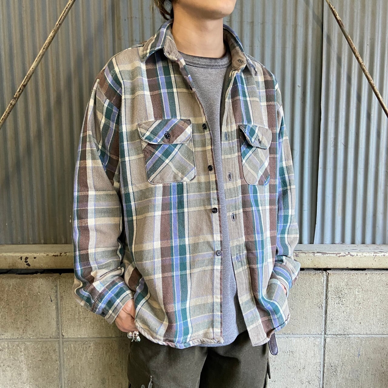 80年代 Five Brother ファイブブラザー チェック柄 長袖 ヘビー