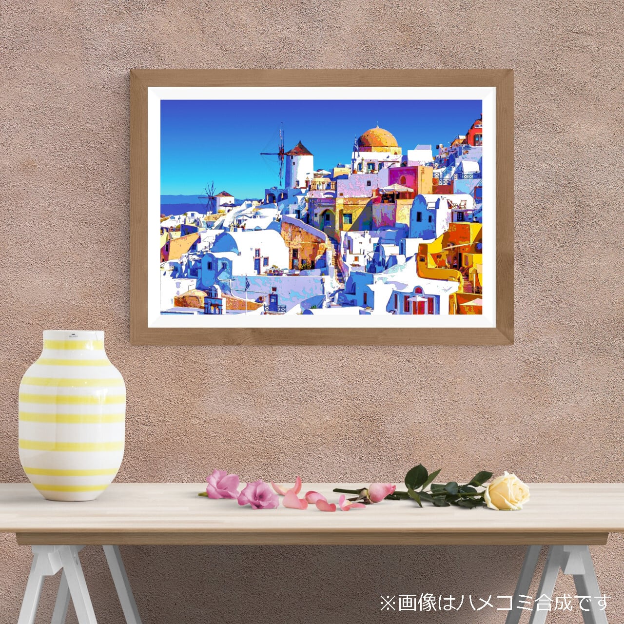 アートポスター】ギリシャ サントリーニ島の街並み（作品No.101