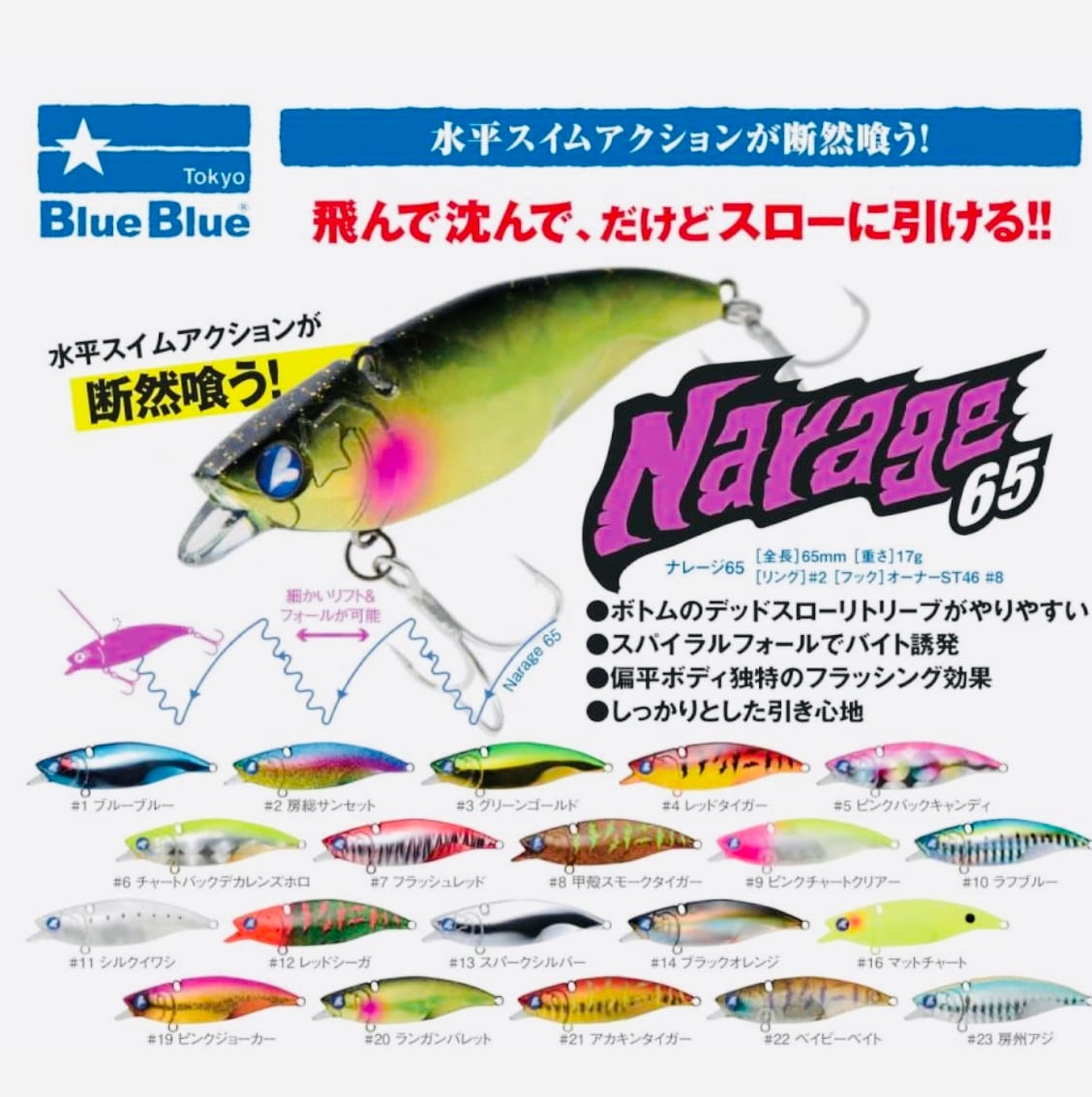 ブルーブルー ナレージ65 /Narage65 スローに引ける！水平スイム