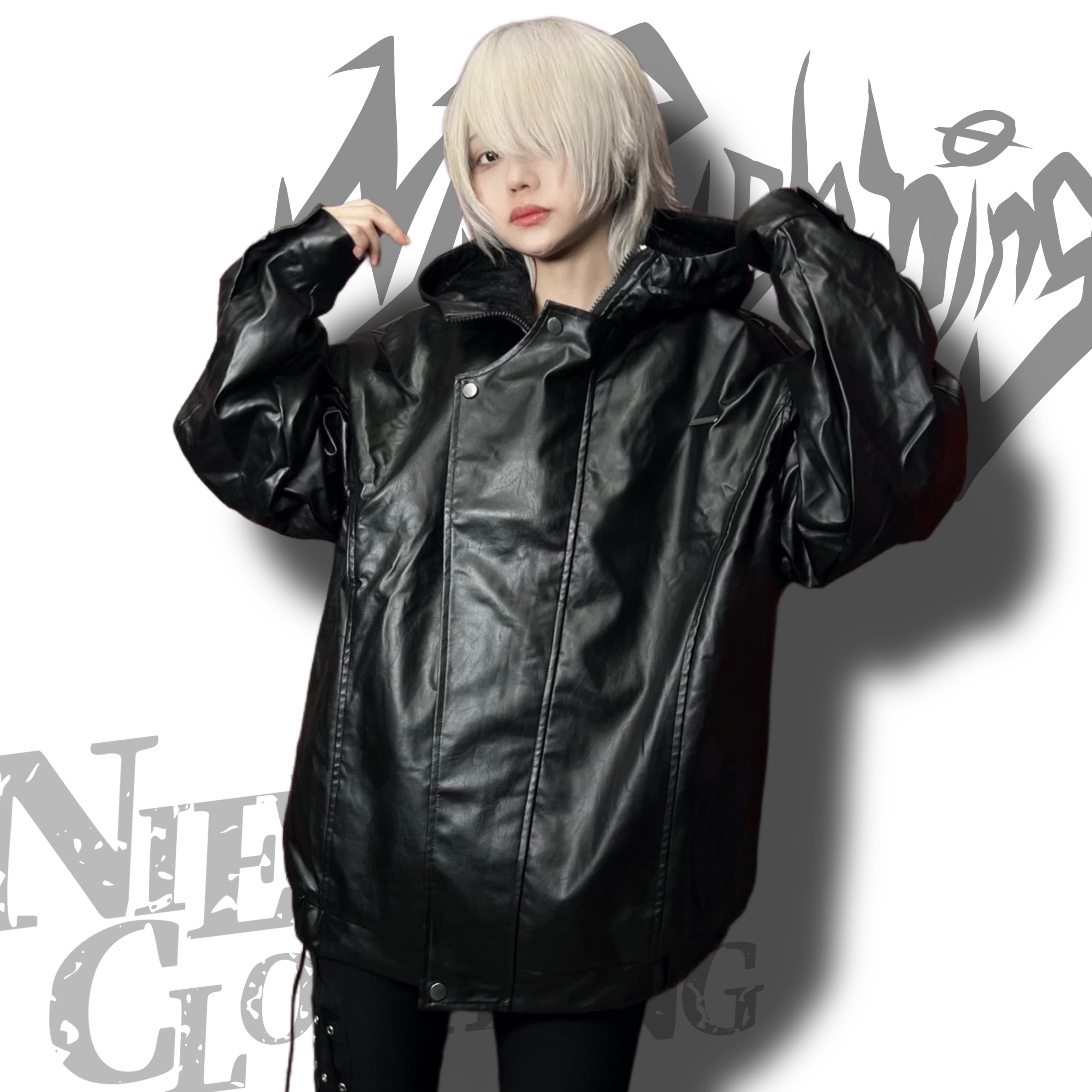 防寒内側さらふわフード付きライダースジャケット【CRY RABBIT