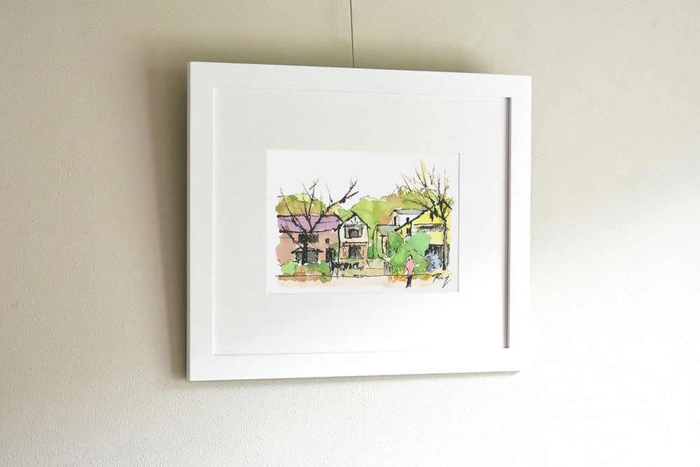 公園の子供たち 水彩画 額装済み 公園の子供たち 水彩画 額装済み 公園