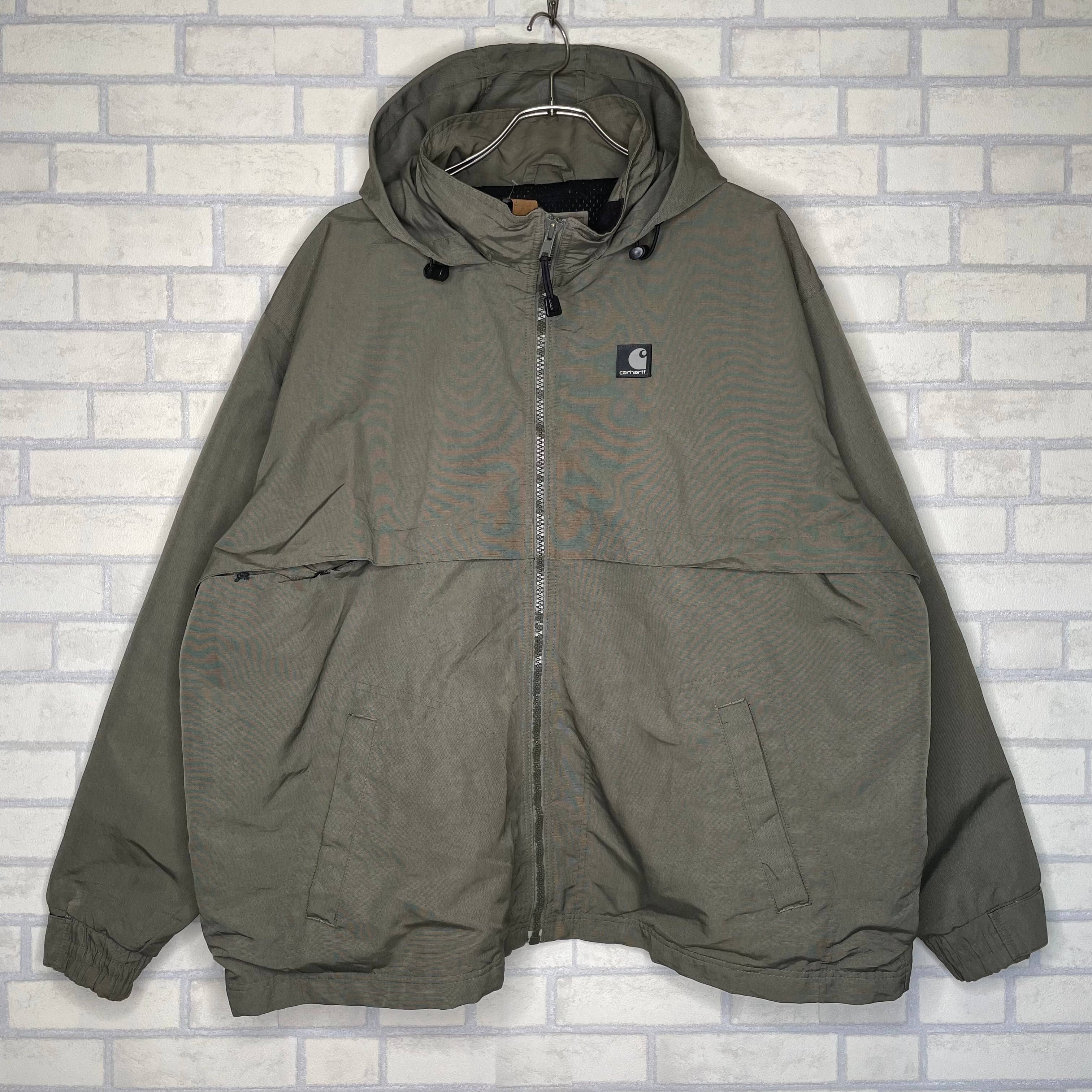 Carhartt ナイロンジャケット 2XL オリーブ フード付き（収納型） 裏地
