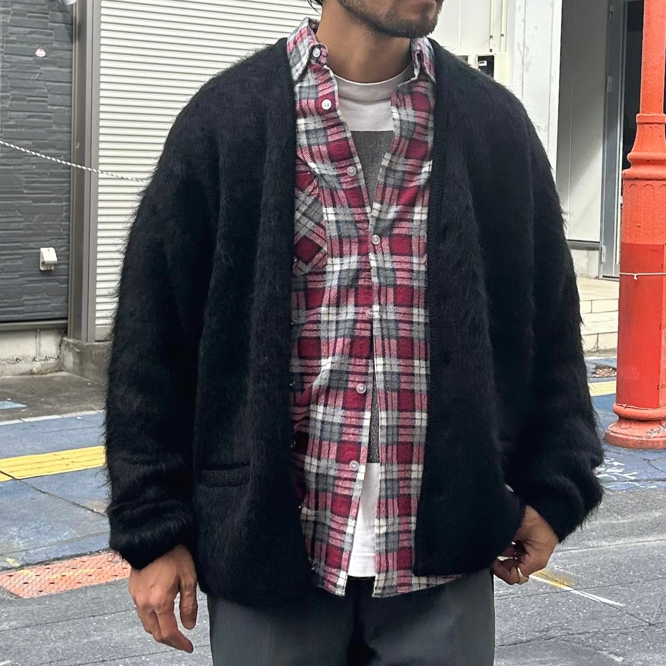 A.R.P.®︎ Shaggy Man™︎ Mohair Cardigan W/Pocket Pure Black モヘア