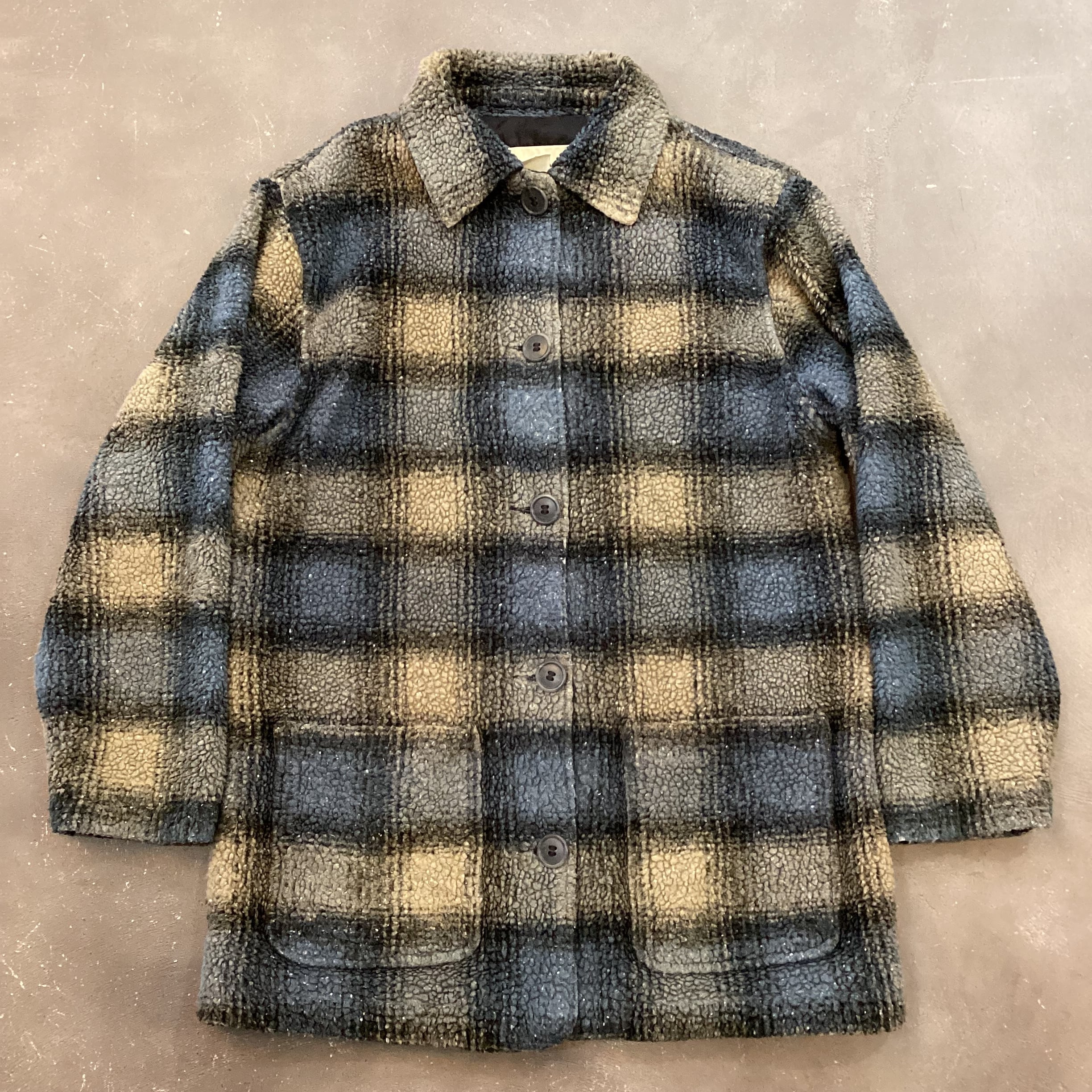 Eddie Bauer 90s 00s フリース ボア シャドウチェック オンブレ