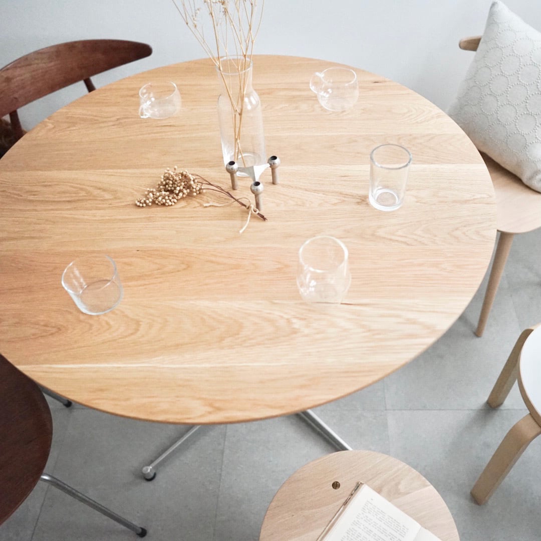 直径100cm ダイニングテーブル 丸テーブル オーク 無垢 ラウンド
