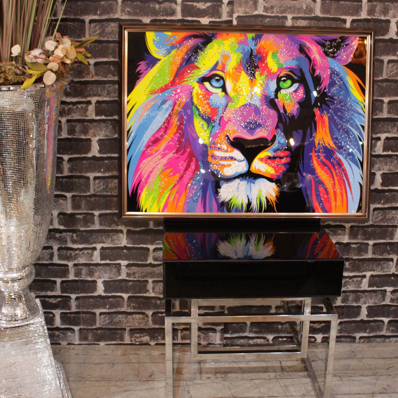 ラグジュアリーデザイン クリスタルアートパネル アニマル カラフル