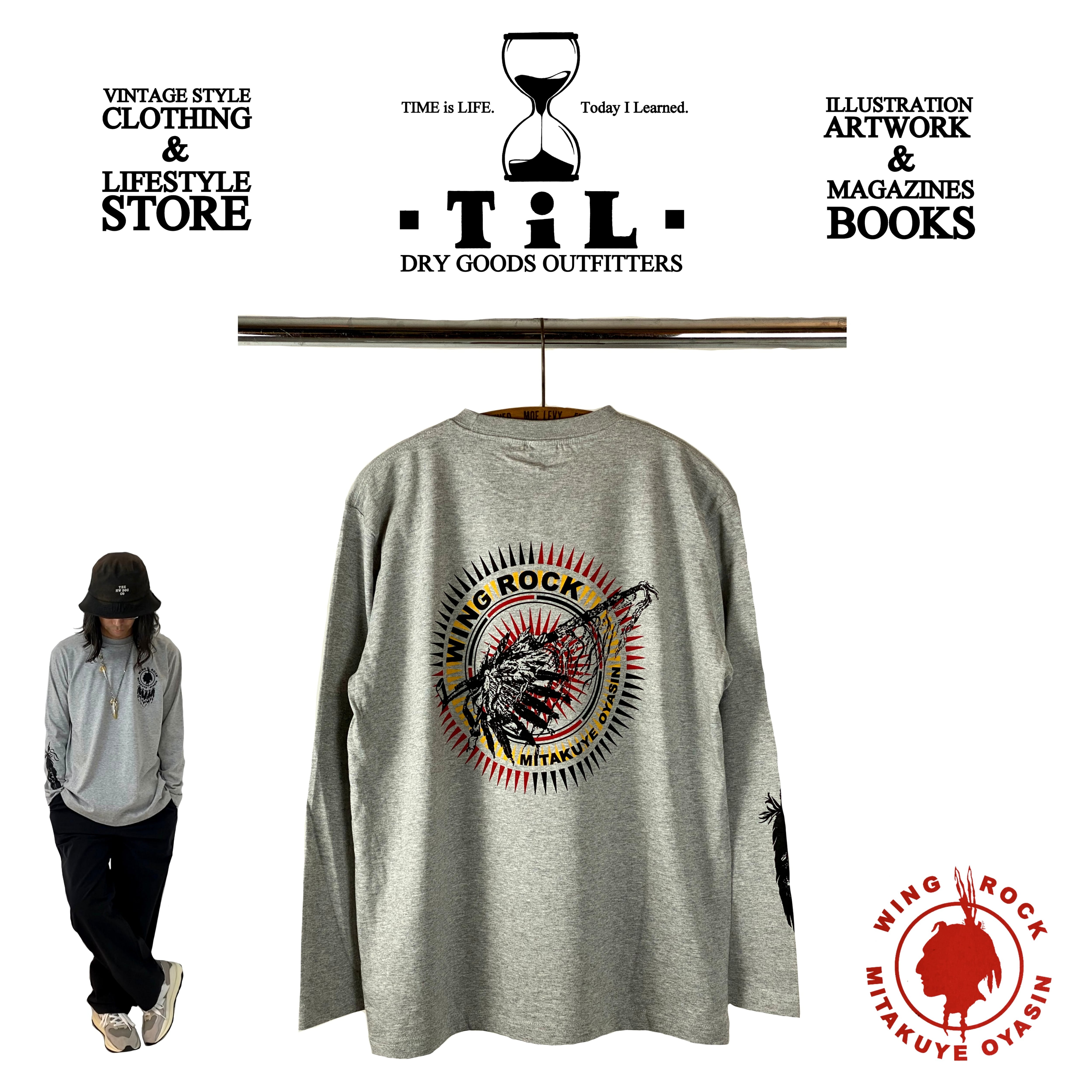 WING ROCK 2021 FW L/S Tee 「Peace Pipe & SUN」グレー （ウイング