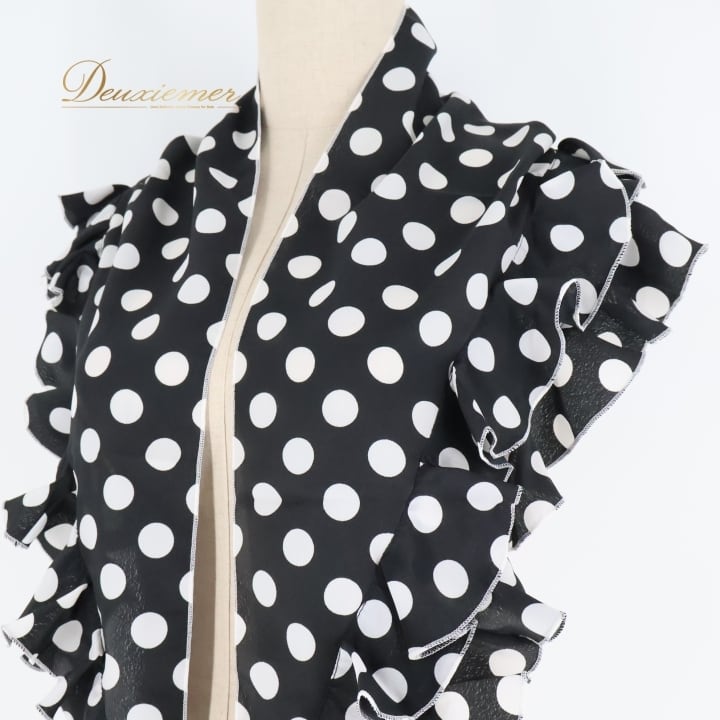 フラメンコ 衣装 シージョ 黒 白 水玉 ドット フリル 軽い ダンス 装飾