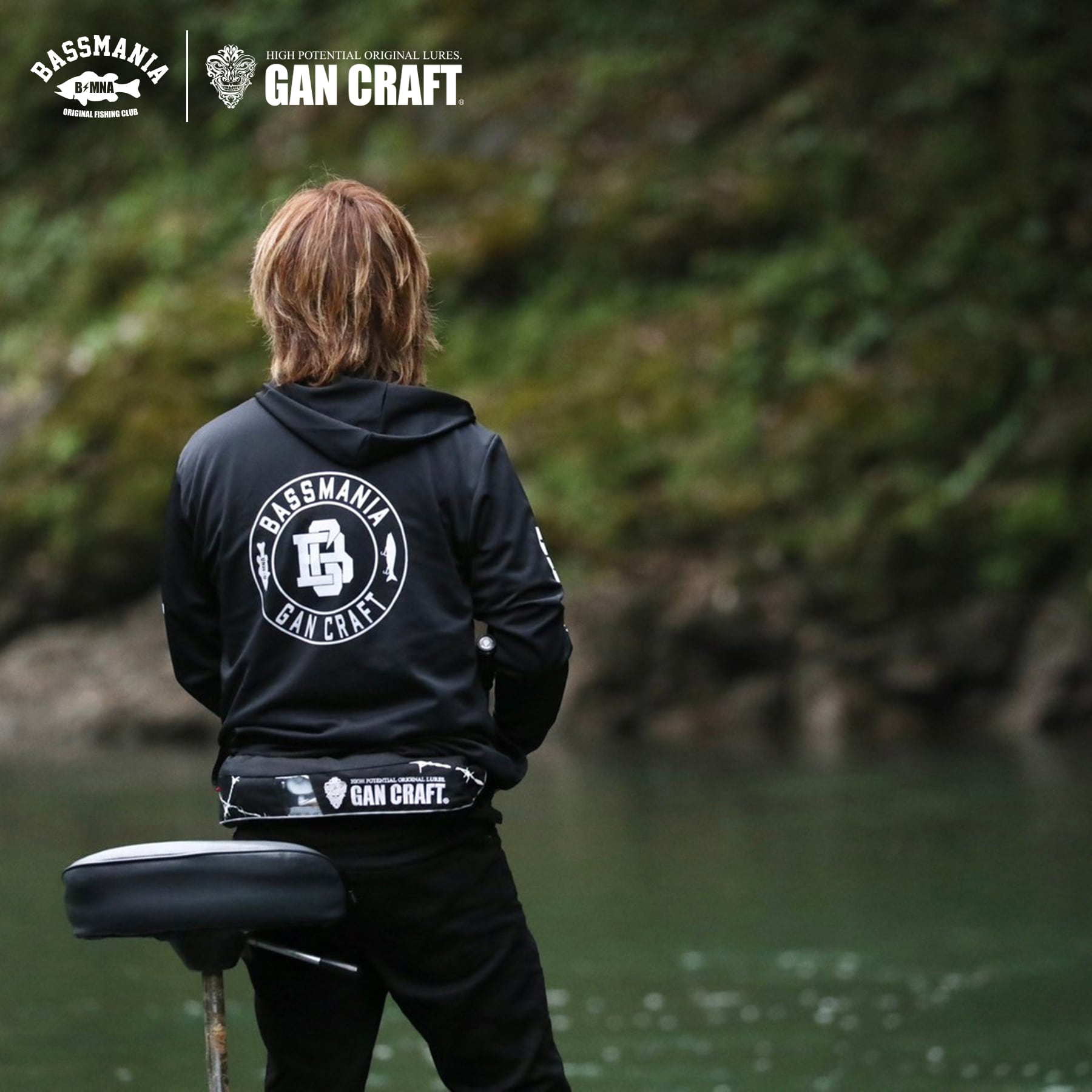 GANCRAFT×BASSMANIA】GANMANIAドライメッシュZIPパーカー ［BLK