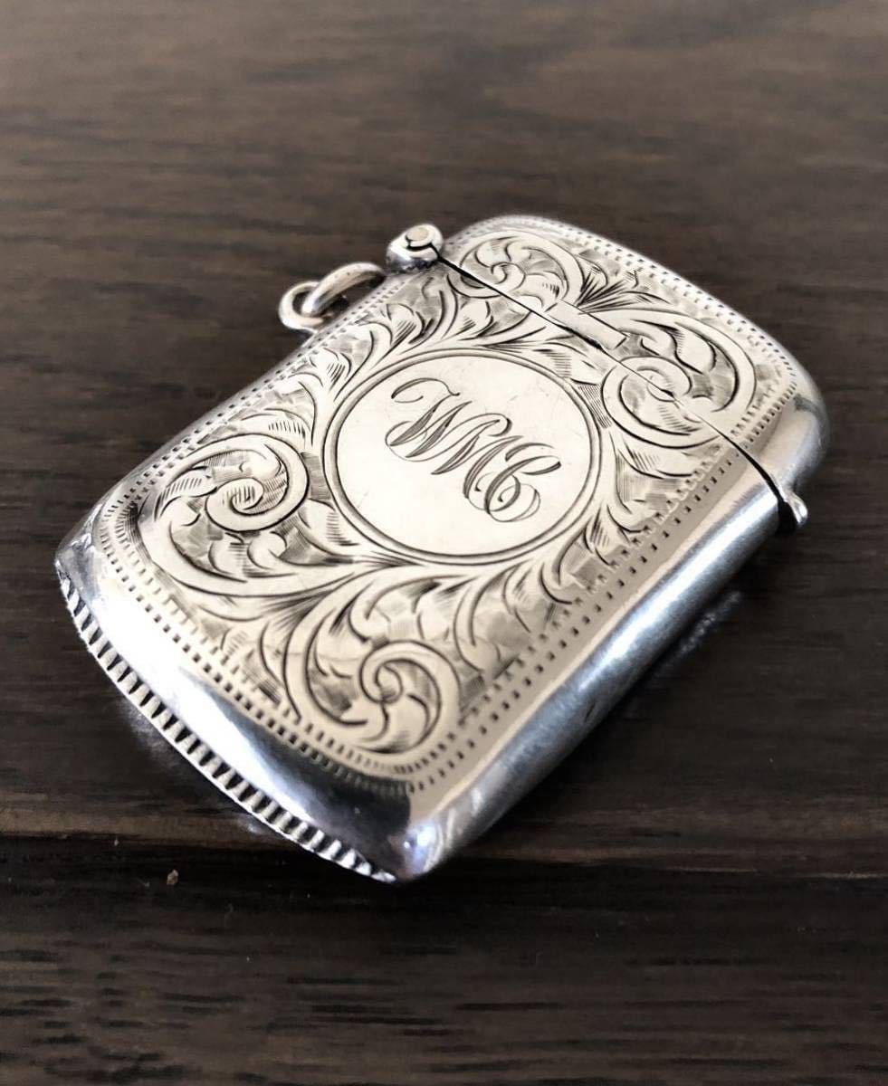 英国アンティーク ヴェスタケース マッチ箱 喫煙具 シルバー 純銀15g