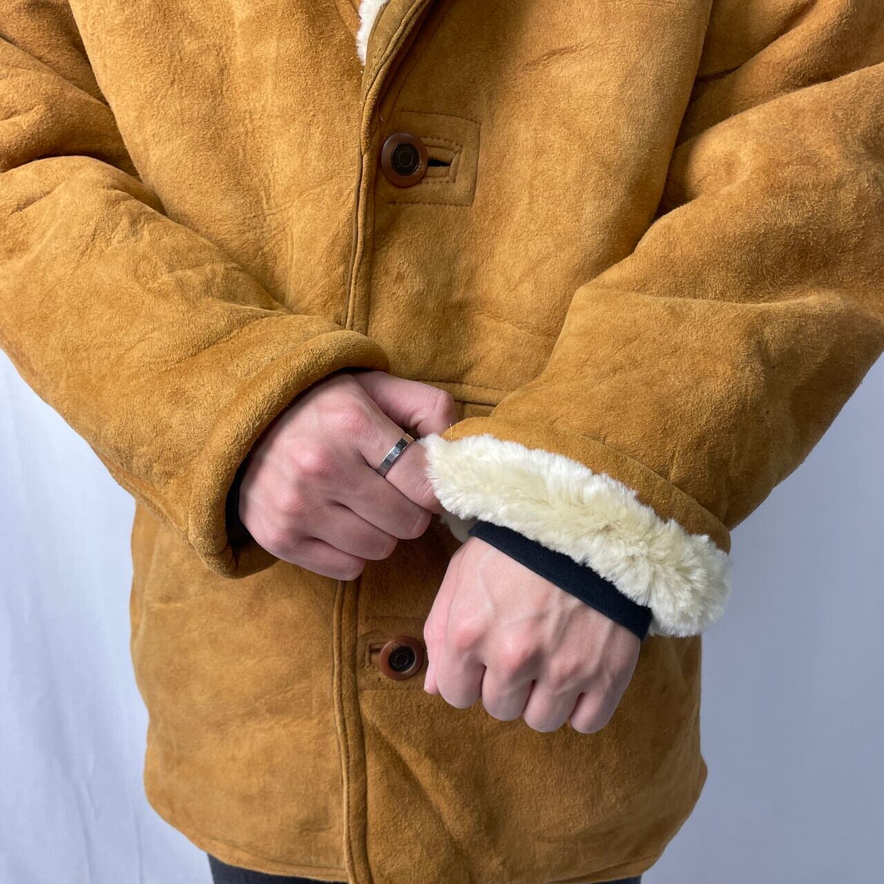 90年代 USA製 Marlboro マルボロ ムートンコート メンズXL相当 古着