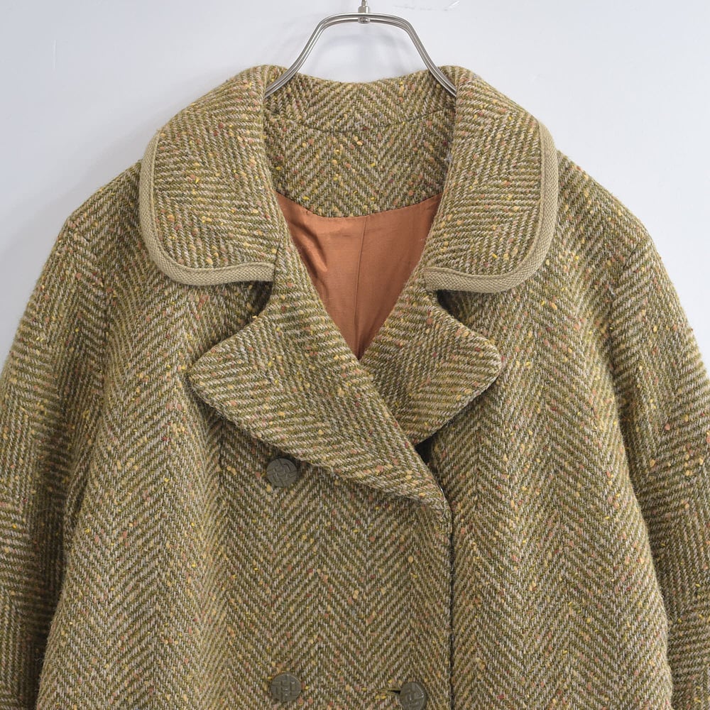 60～70s Vintage アメリカ製 ヘリンボーンツィード ダブルブレスト