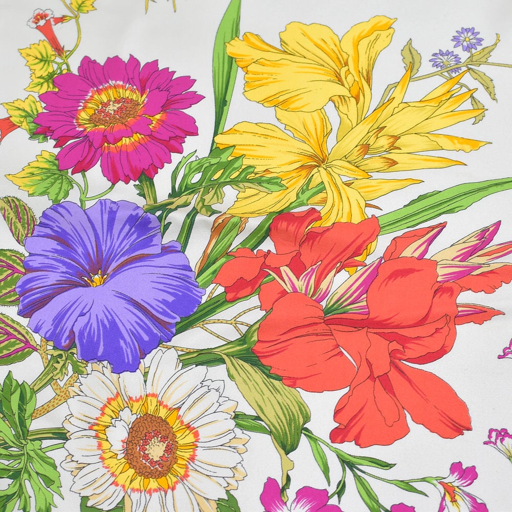 Vintage Old GUCCI オールドグッチ フローラル柄 シルク 大判スカーフ