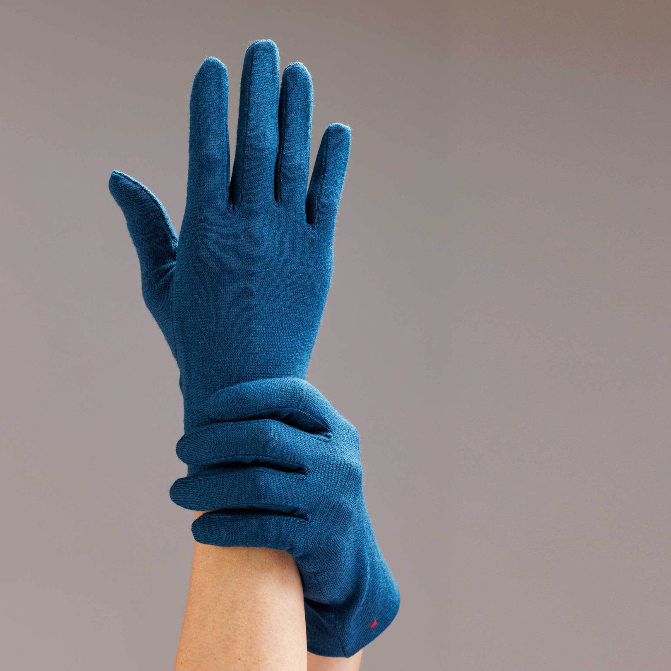 手袋】119 ターコイズ／ウール100%／手が細くキレイに見える