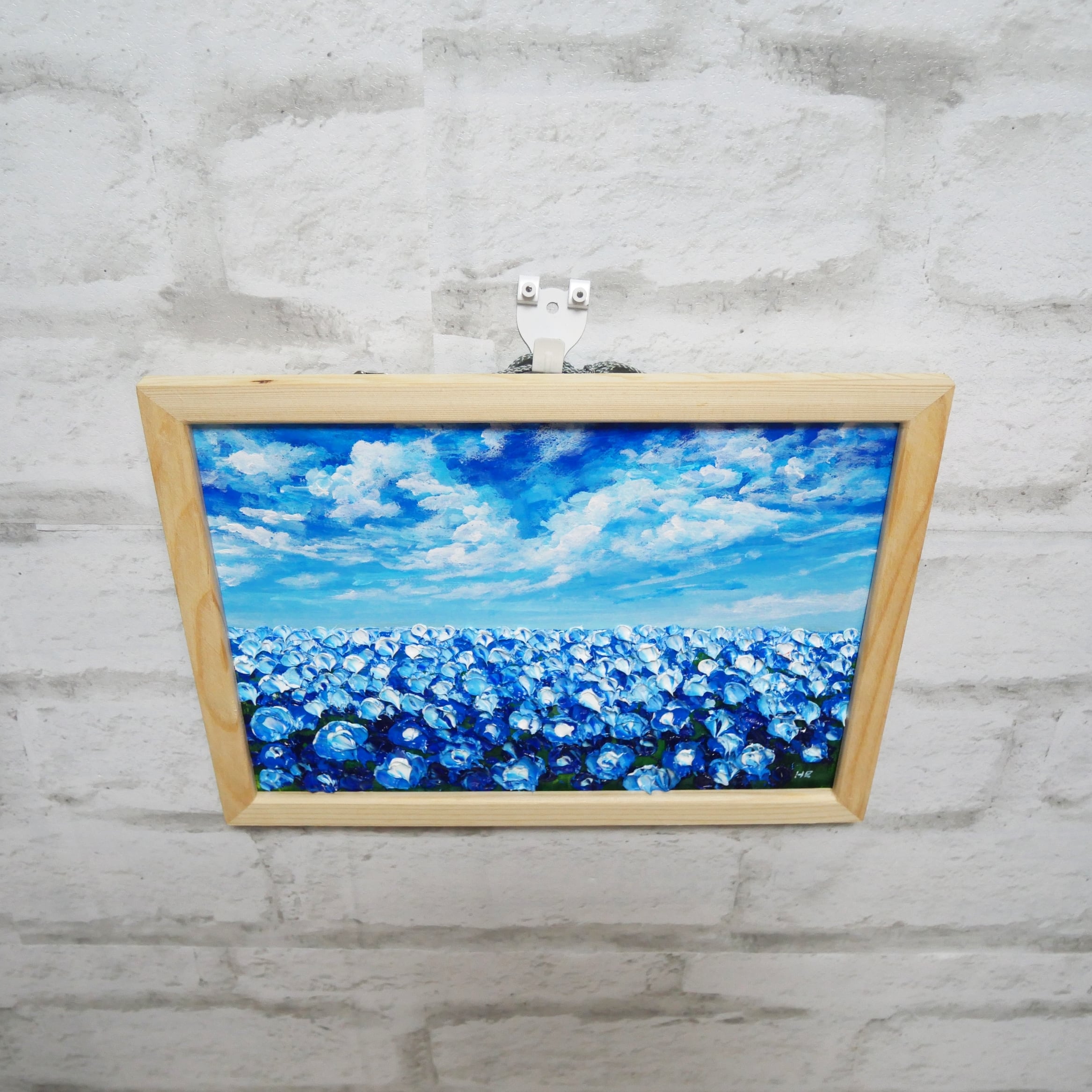 油絵 油彩 油彩画 絵 絵画【空と雲のネモフィラ】 | HIROSHI1990