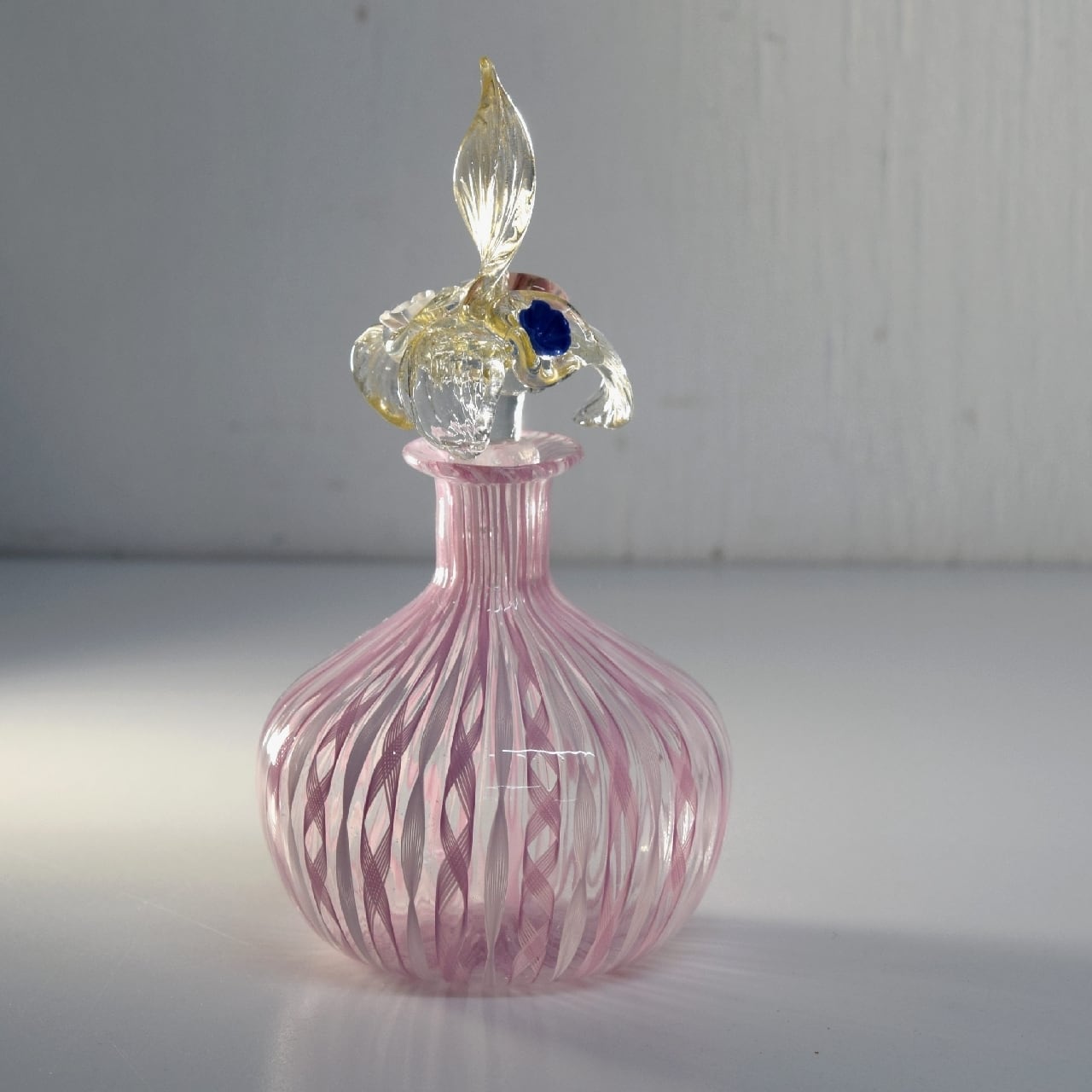 ベネチアンガラス ムラーノ レース飾り瓶 ピンクと金彩 パフューム