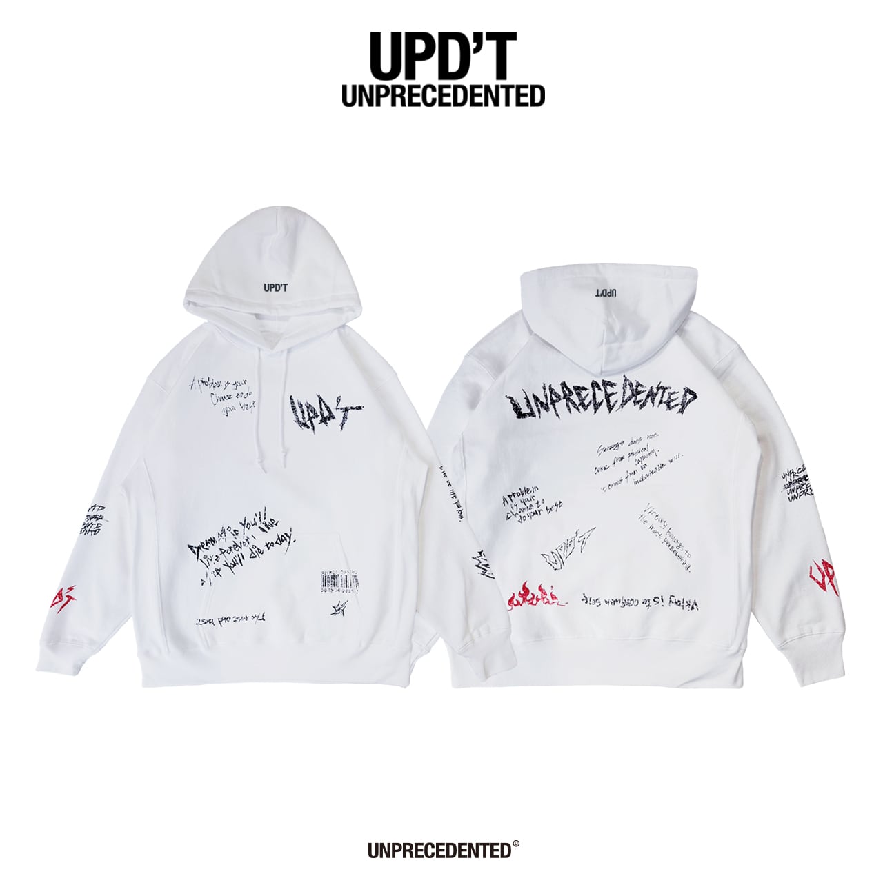 UPD'T Graffiti Hoodie White | UPD'T-UNPRECEDENTED-