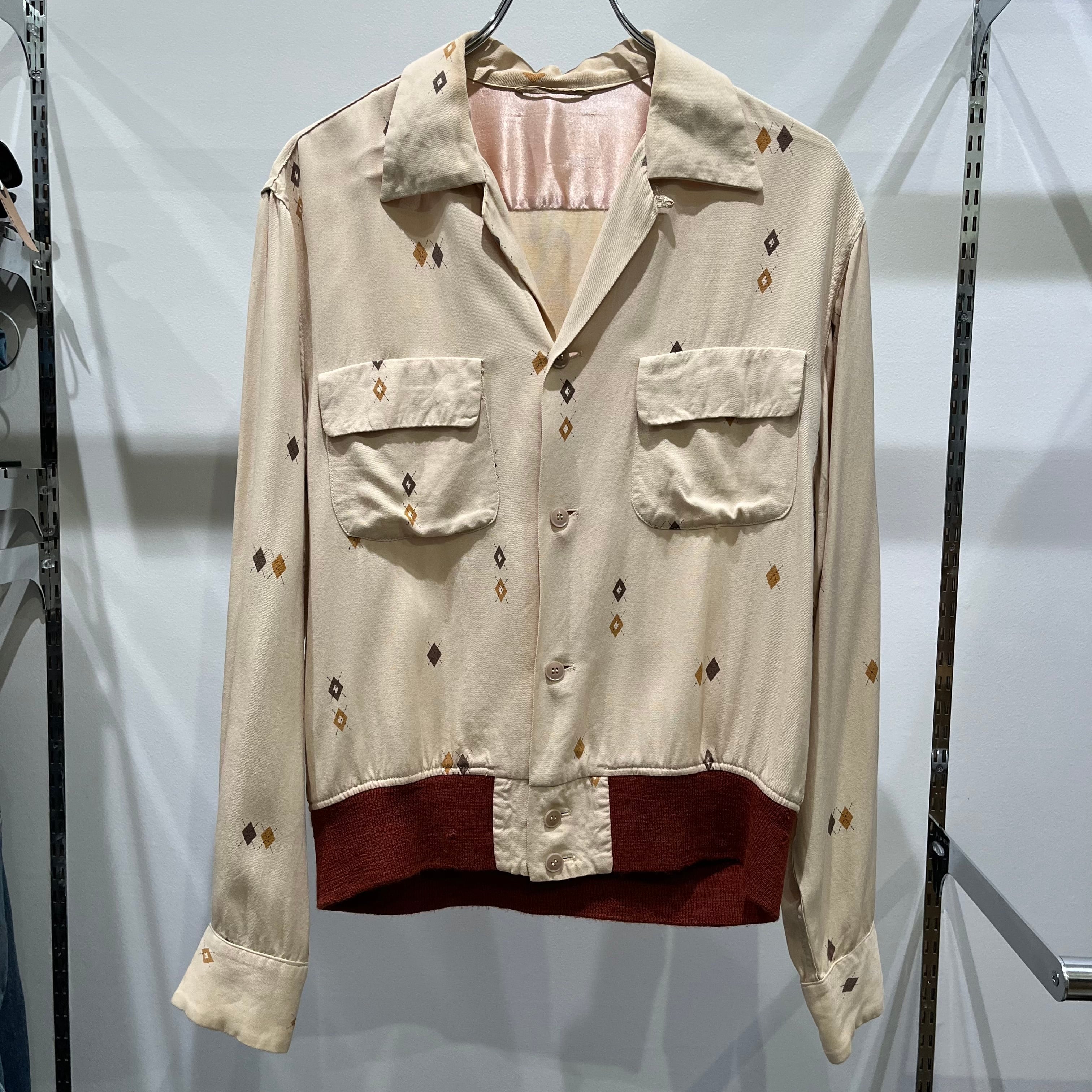 50s Argyle Pattern Rayon Gabardine Shirts 50年代 レーヨンシャツ