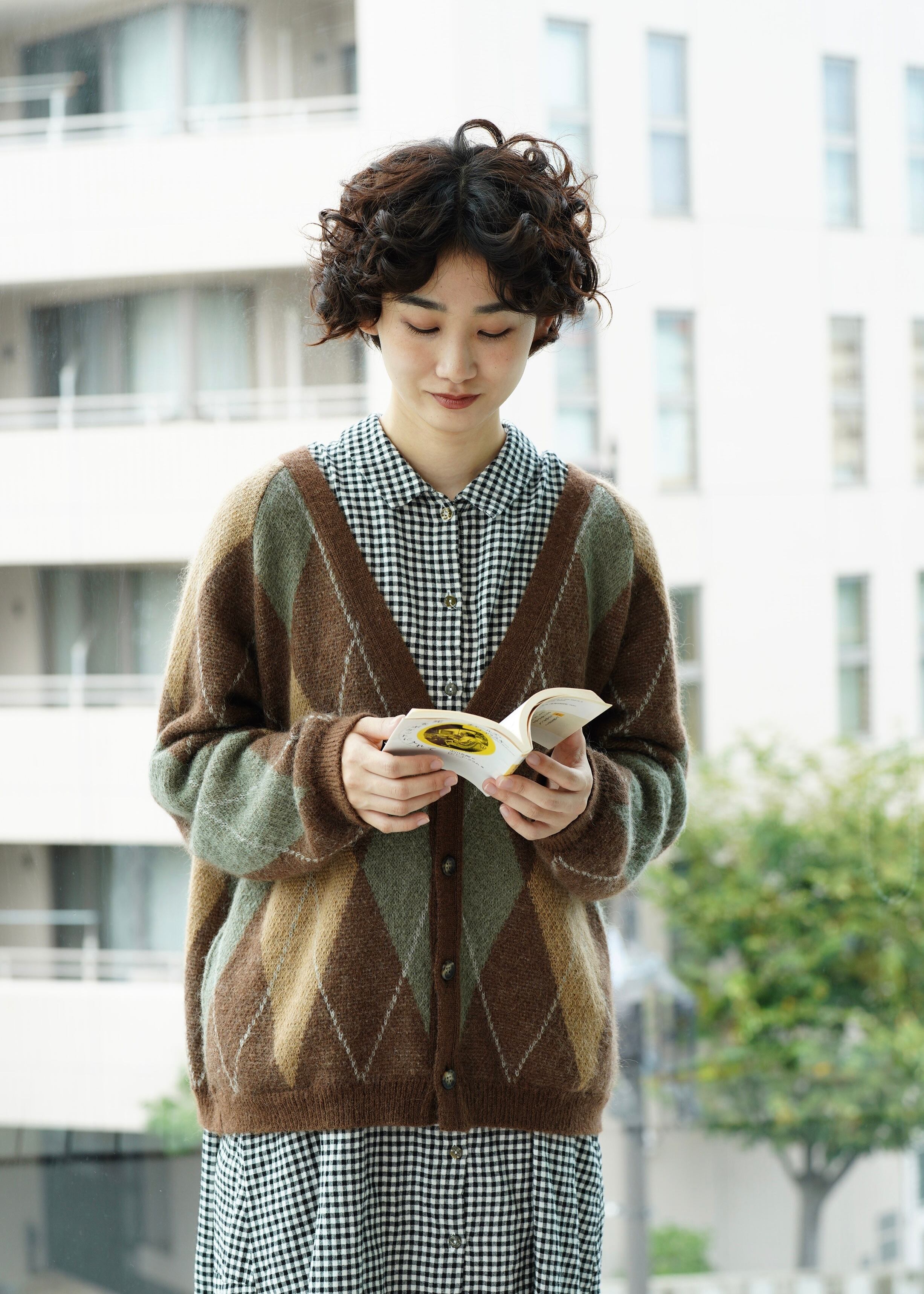 アーガイル柄の上質モヘアCD（ブラウン） | toiro knitwear
