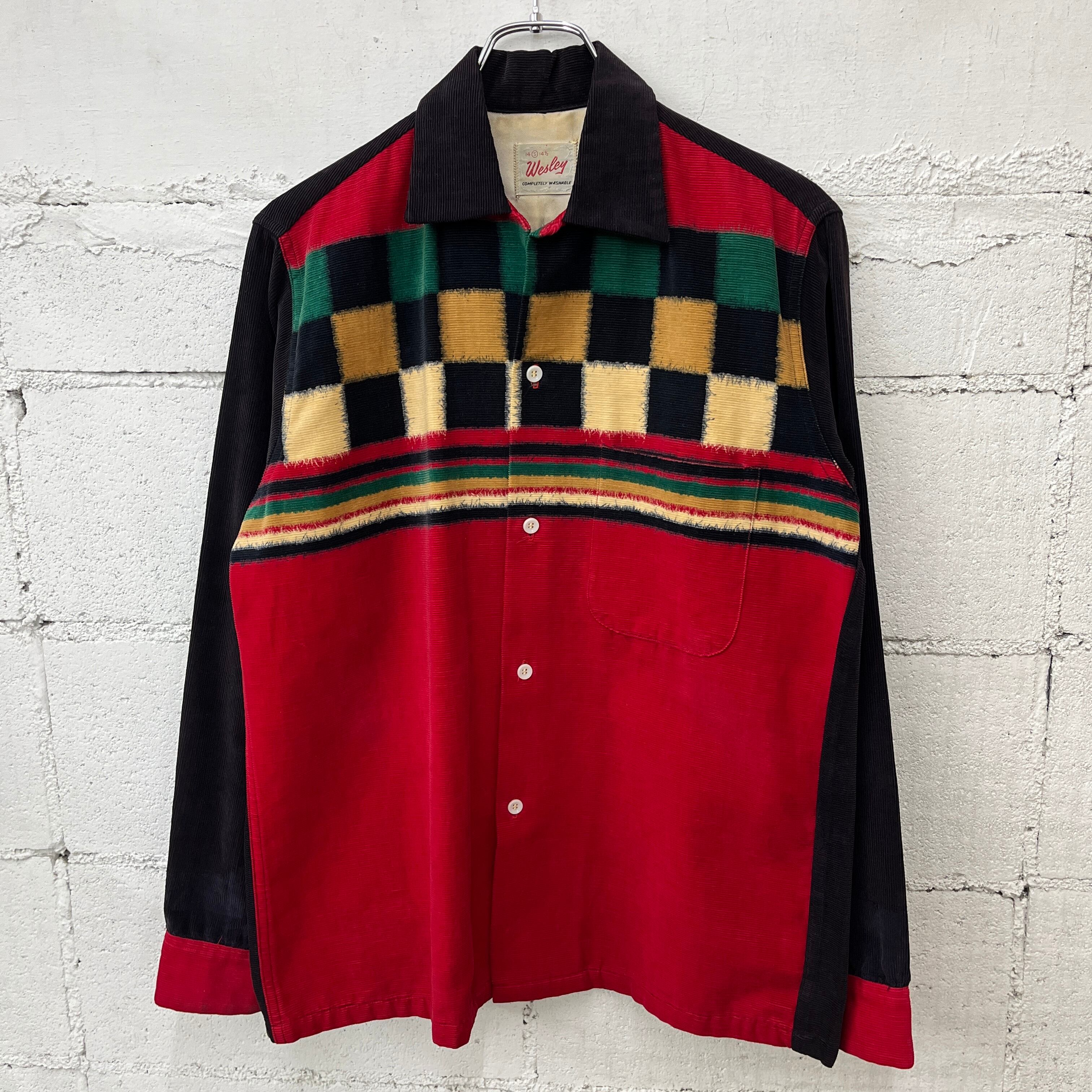 50s Wesley Print Corduroy Shirt 50年代 ウェスリー プリント