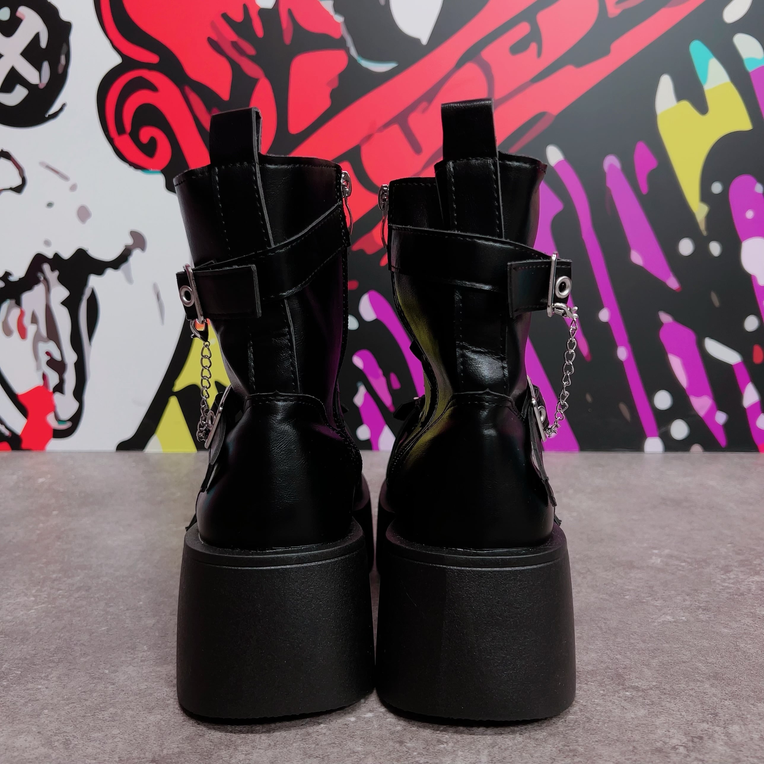 6サイズ展開＊CROSS×CHAIN付き厚底ブーツ 【身長約6cmUP】 | NIER CLOTHING