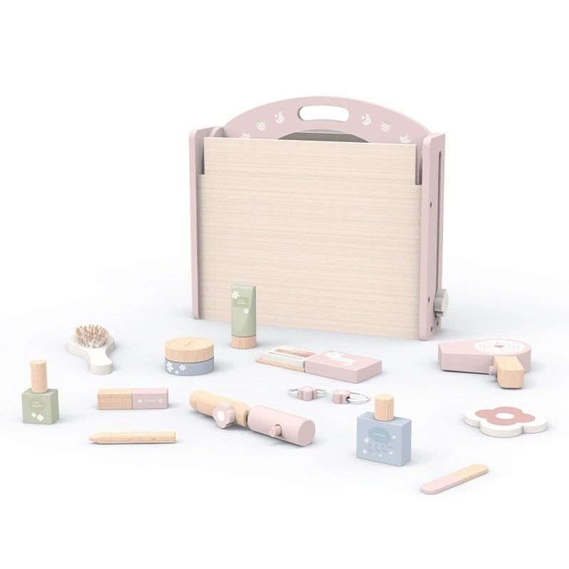 鏡付きドレッサーセット 木製メイクアップセットおもちゃ おままごと