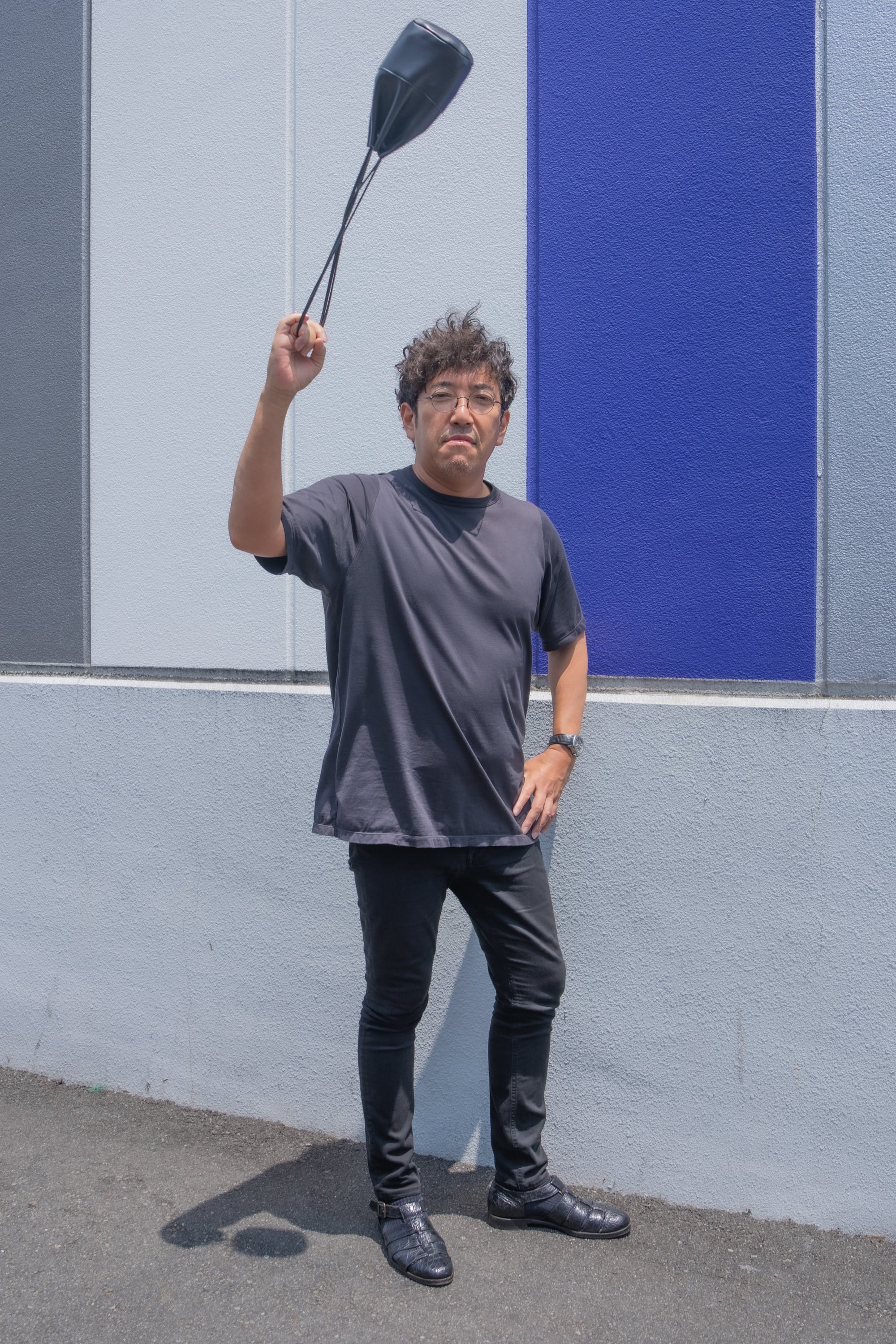 魚拓の巾着（黒×ブルー） | kimuchannel