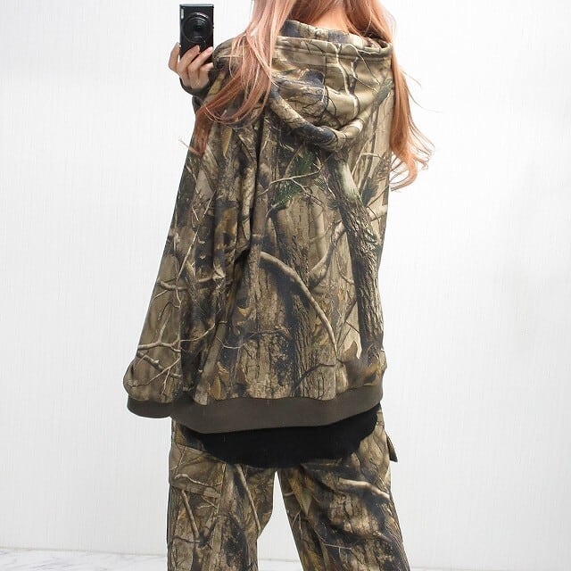 SET UP】上下セット リアルツリー柄 Zipパーカー＆Sideカーゴポケット