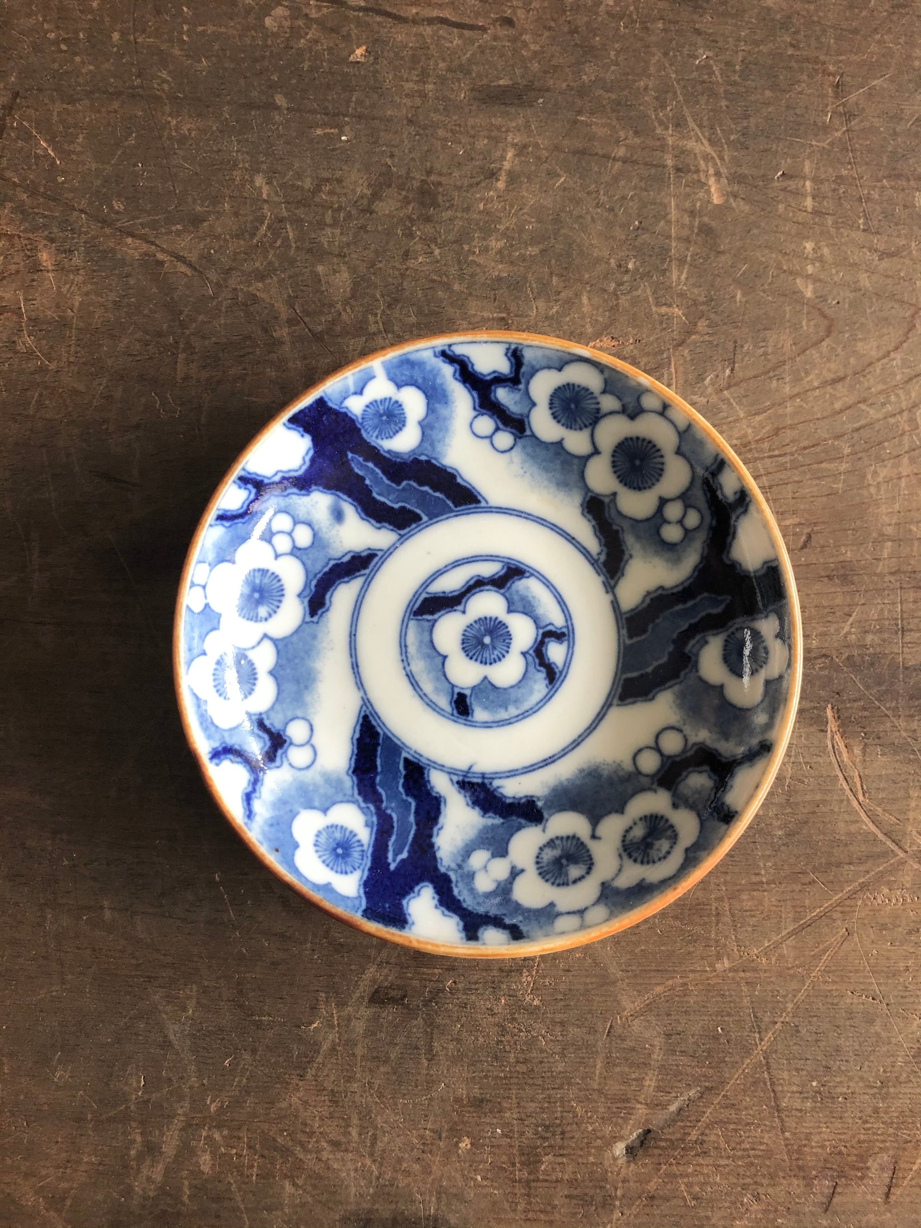 明治 ｰ 大正時代 印判小皿 印判手 梅 小皿 骨董 古道具 うつわ 和食器