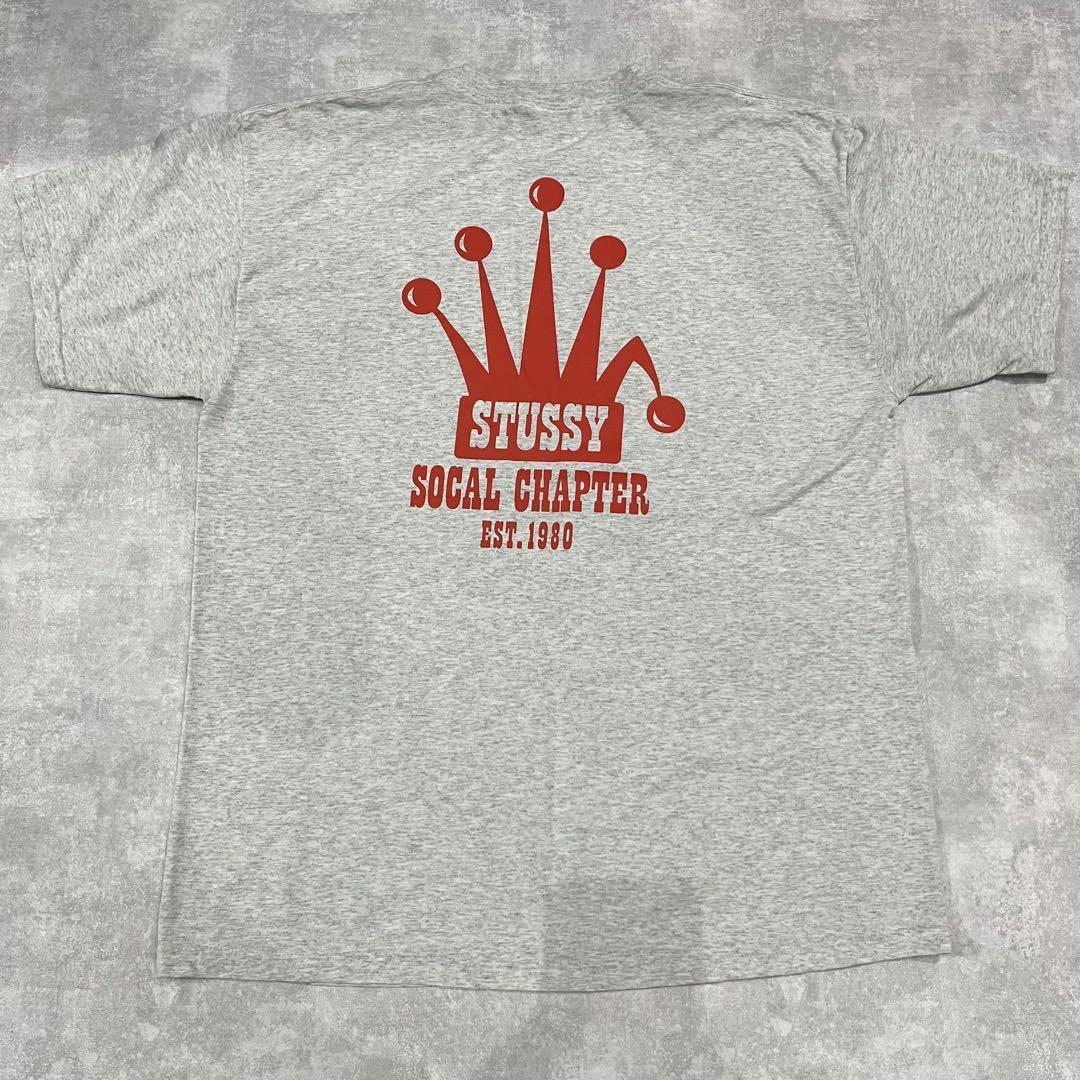 90s STUSSY 白タグ USA製 Tシャツ グレー 霜降り クラウン | CHASE