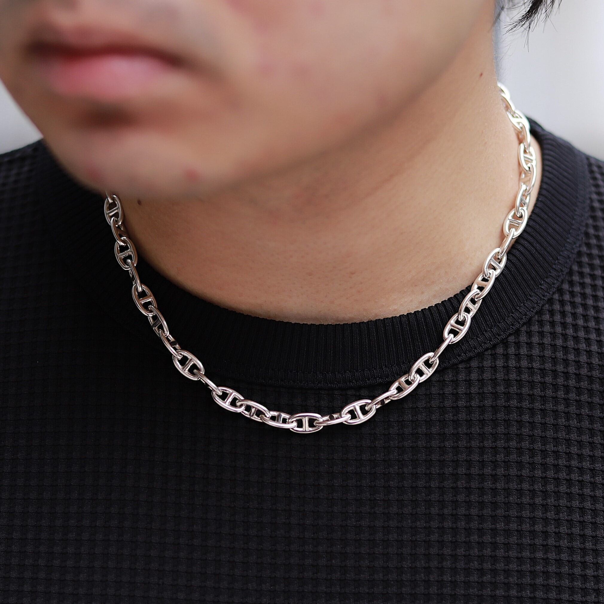 F.H. シルバーネックレス（アンカーチェーン 5mm）：#N042-45cm