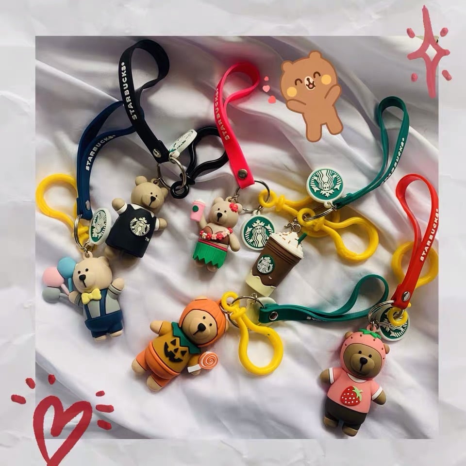 選べる！2点 ベアリスタ ストラップ キーホルダー 熊 桜 猫 キー