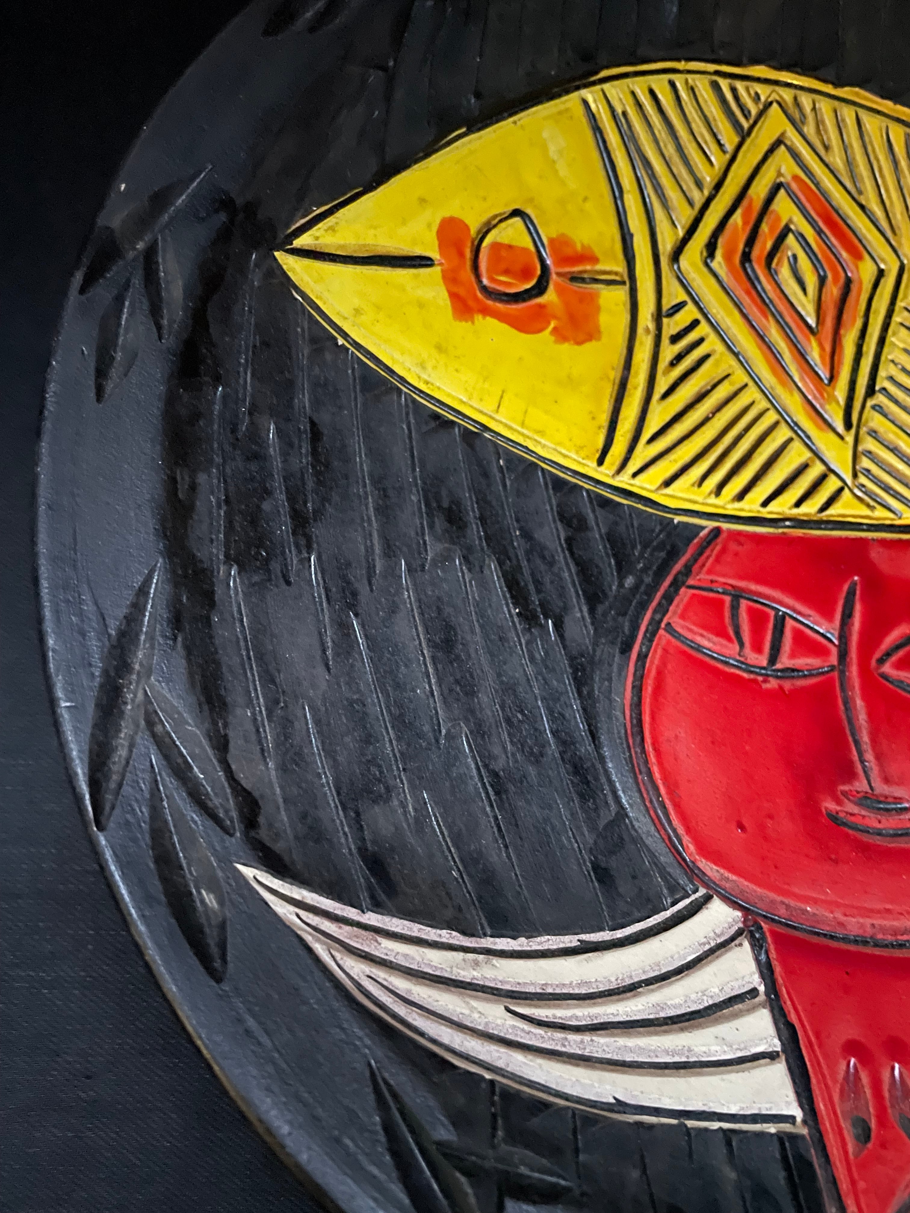 Japan Vintage 京焼 清水焼 藤平正文 飾皿 絵皿 大皿 伝統工芸 ピカソ