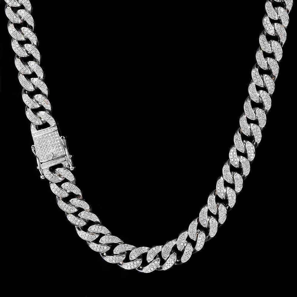 s925 Iced Out Cuban Link Necklace 【12mm / Zirconia】 | Glitter